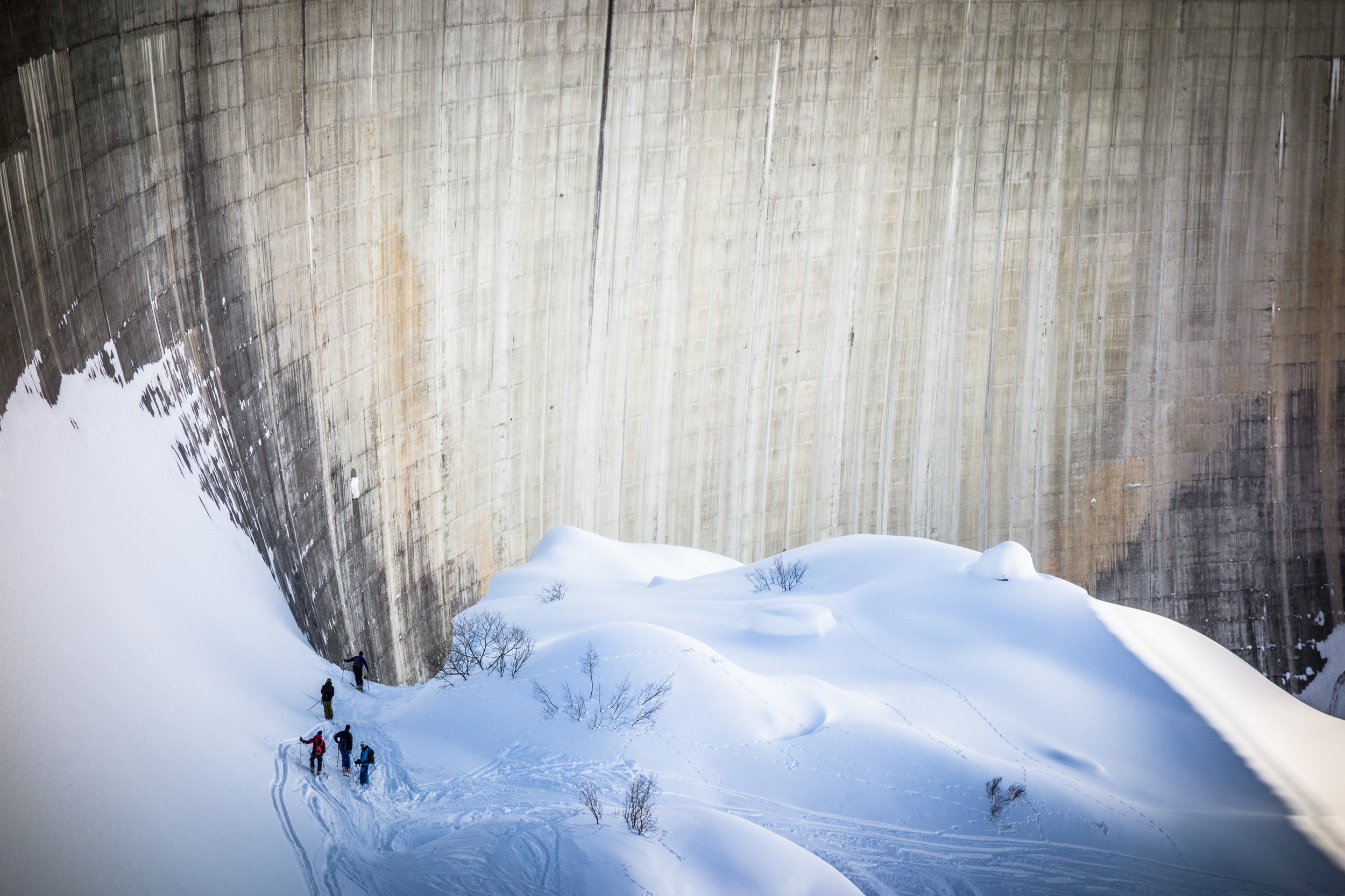 The ‘A’ team checking out a line right next to the Moiry Dam