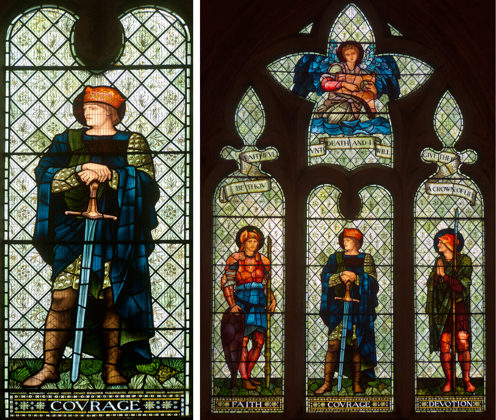 The Luce Window, Malmesbury Abbey. Made by Morris & Company in 1901 to designs by EBJ. Click to enlarge.