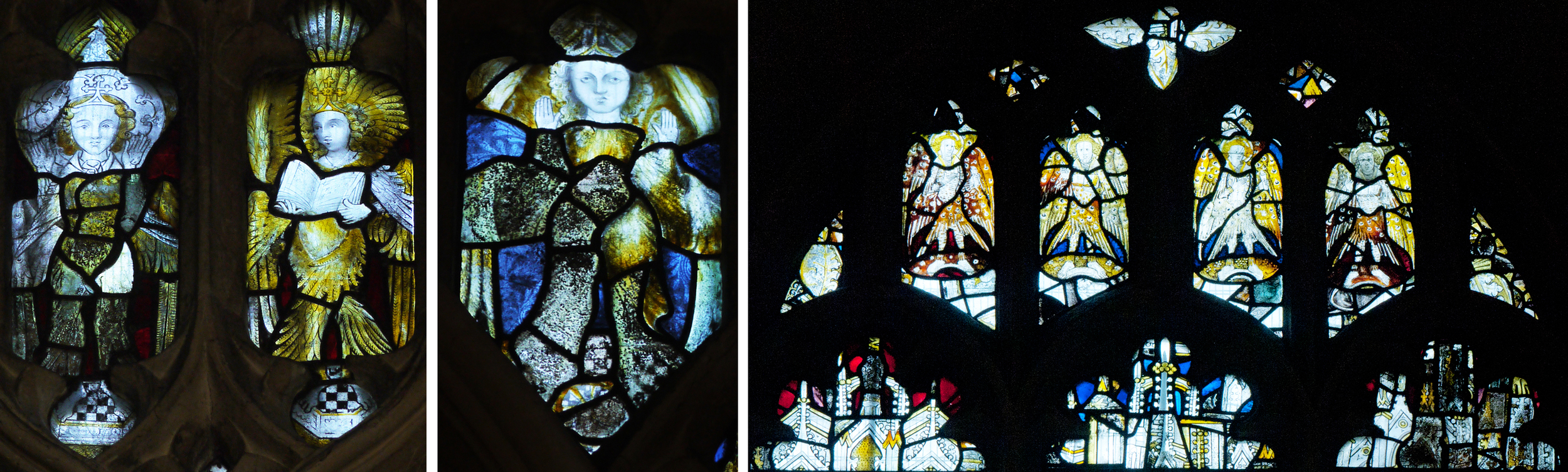 Trinity Chapel - details of medieval angels Lady Chapel - Seraphim with peacock feather wings 