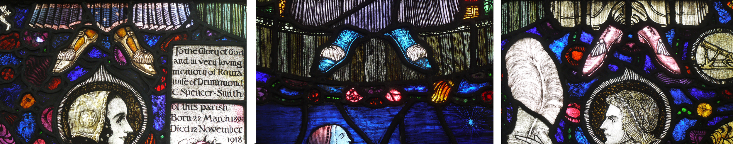 Details showing dedication and the shoes of the 3 main figures Click to enlarge