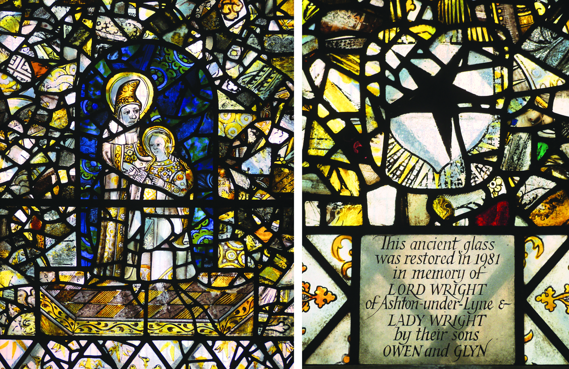 Details from the patchwork windows in the North Aisle