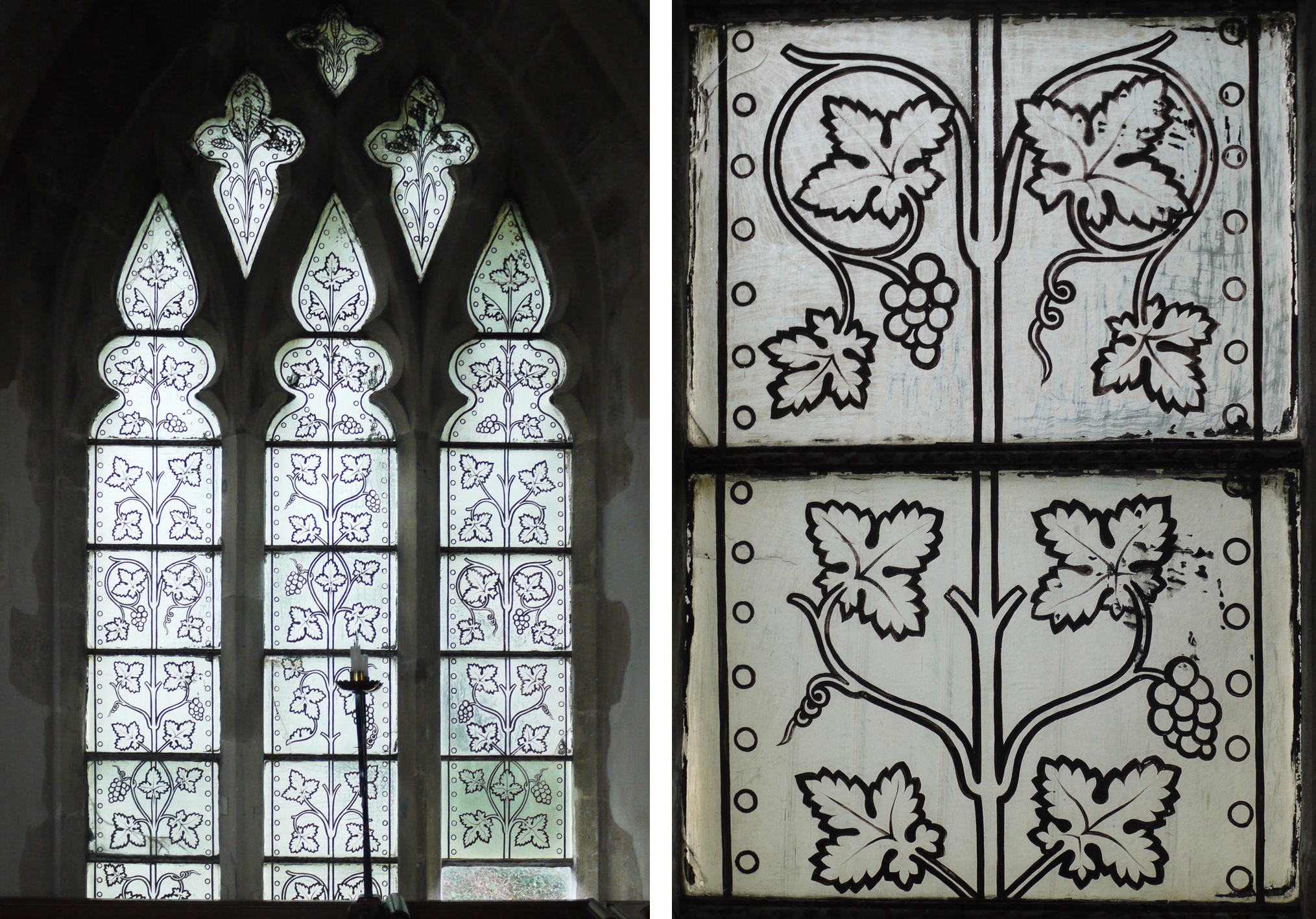 Vine window and detail - St. Mary's, Great Shefford