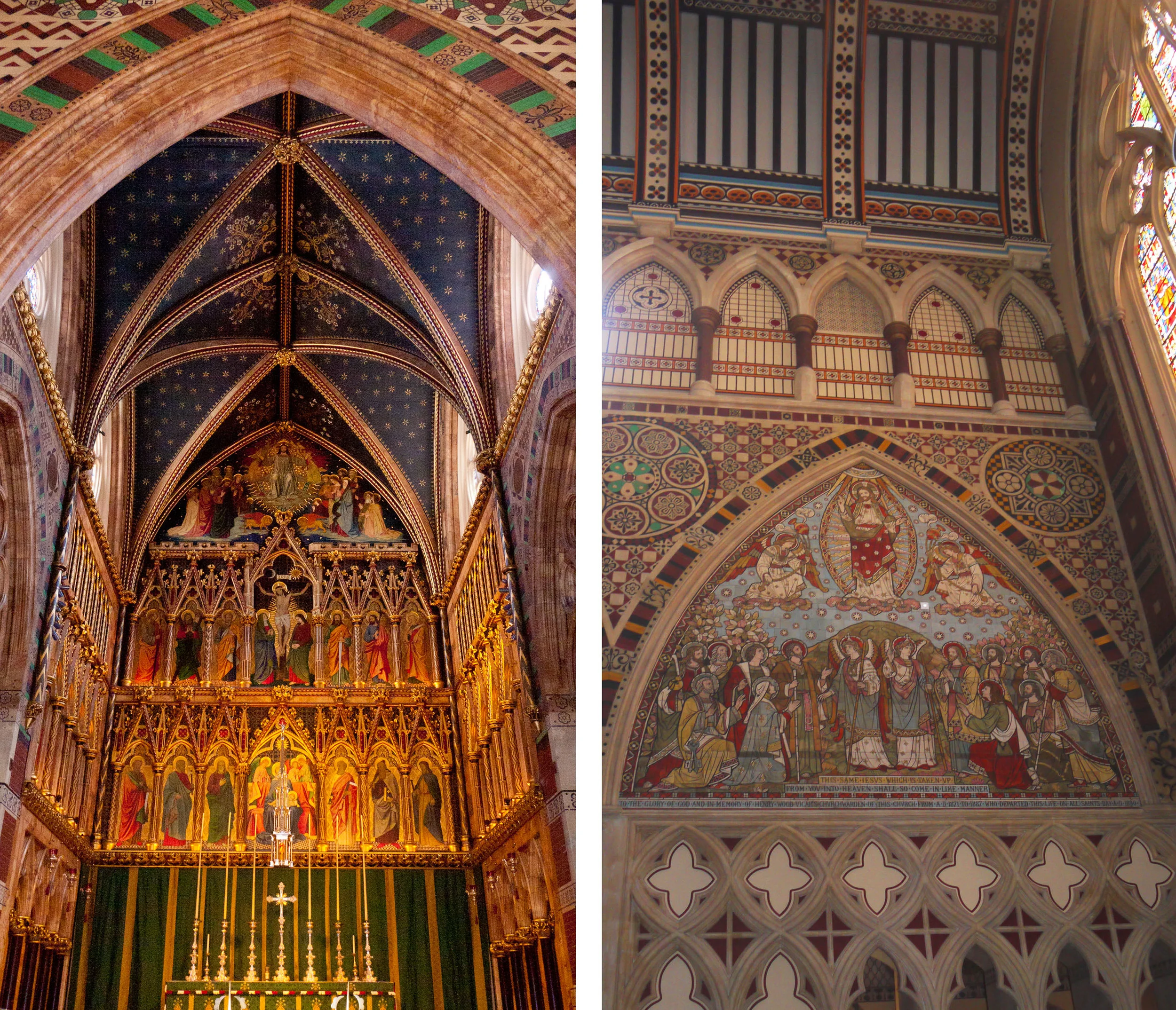 Inside All Saints, 7 Margaret Street W1W 8JG: East and West ends of the church