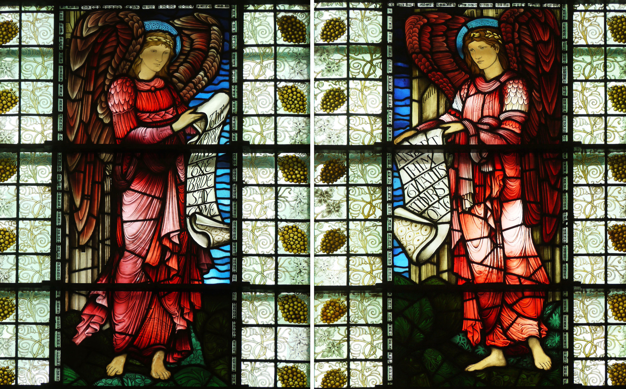 Details from window above the alter in St. Peter's Vere Street, designed by Burne Jones, Morris & Co. 1880