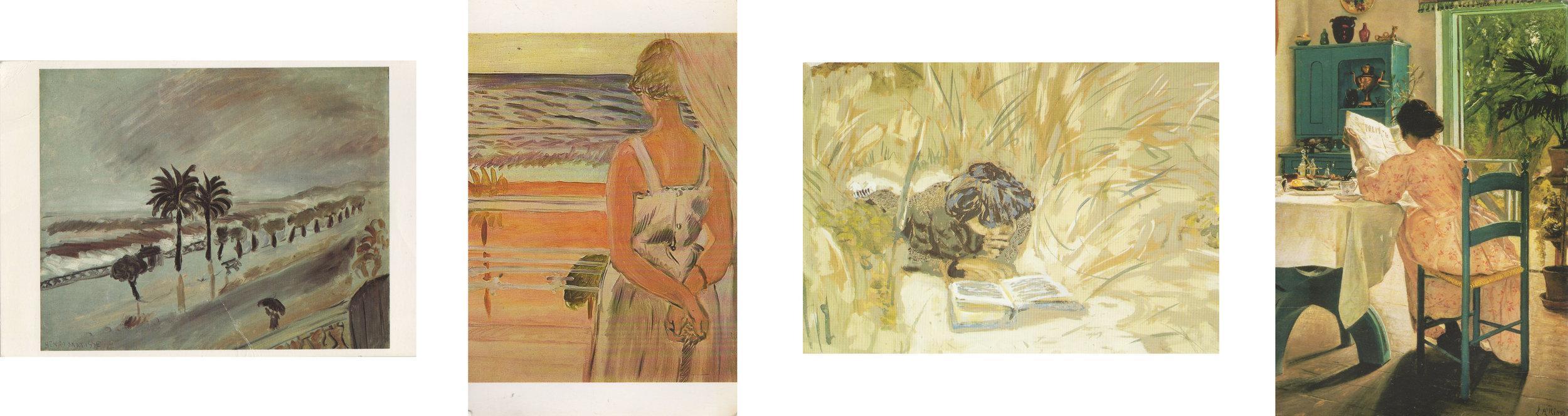 Storm in Nice - Matisse At the Window - Matisse Girl reading in the reeds - Vuillard At Breakfast - Laurits A Ring 