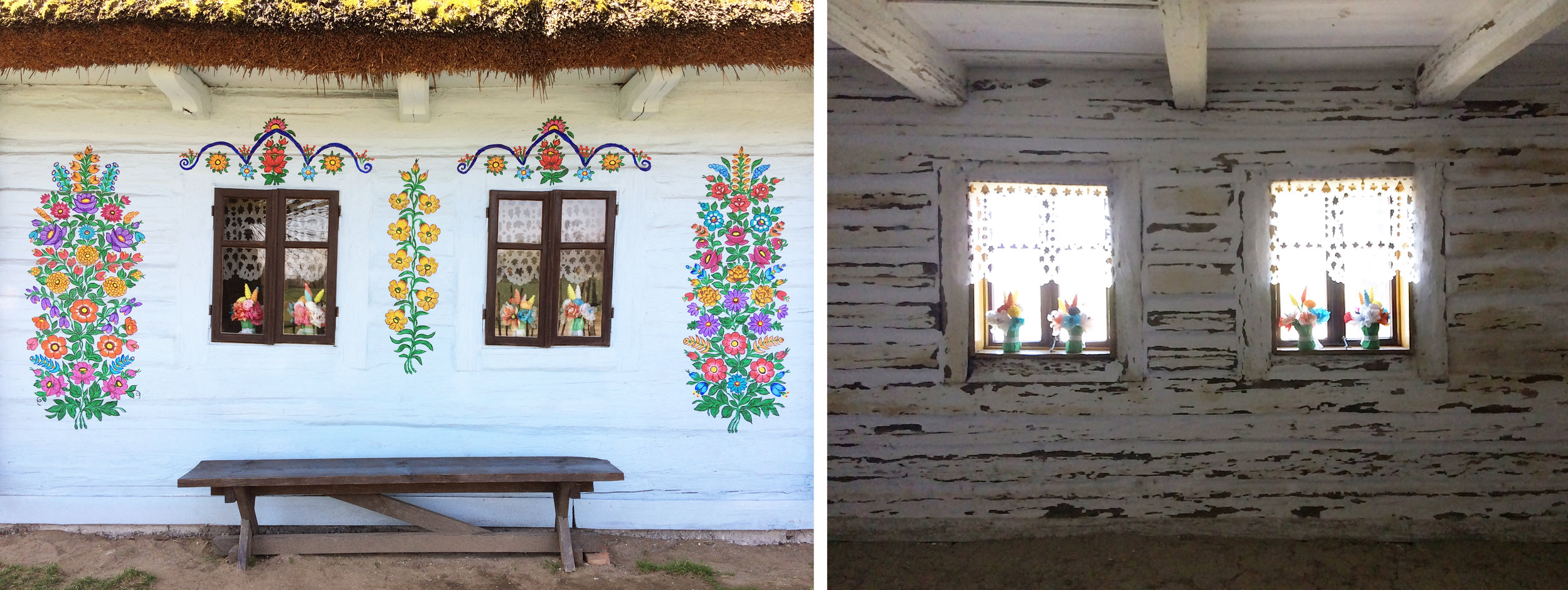 The cottage next door, front windows inside and outside
