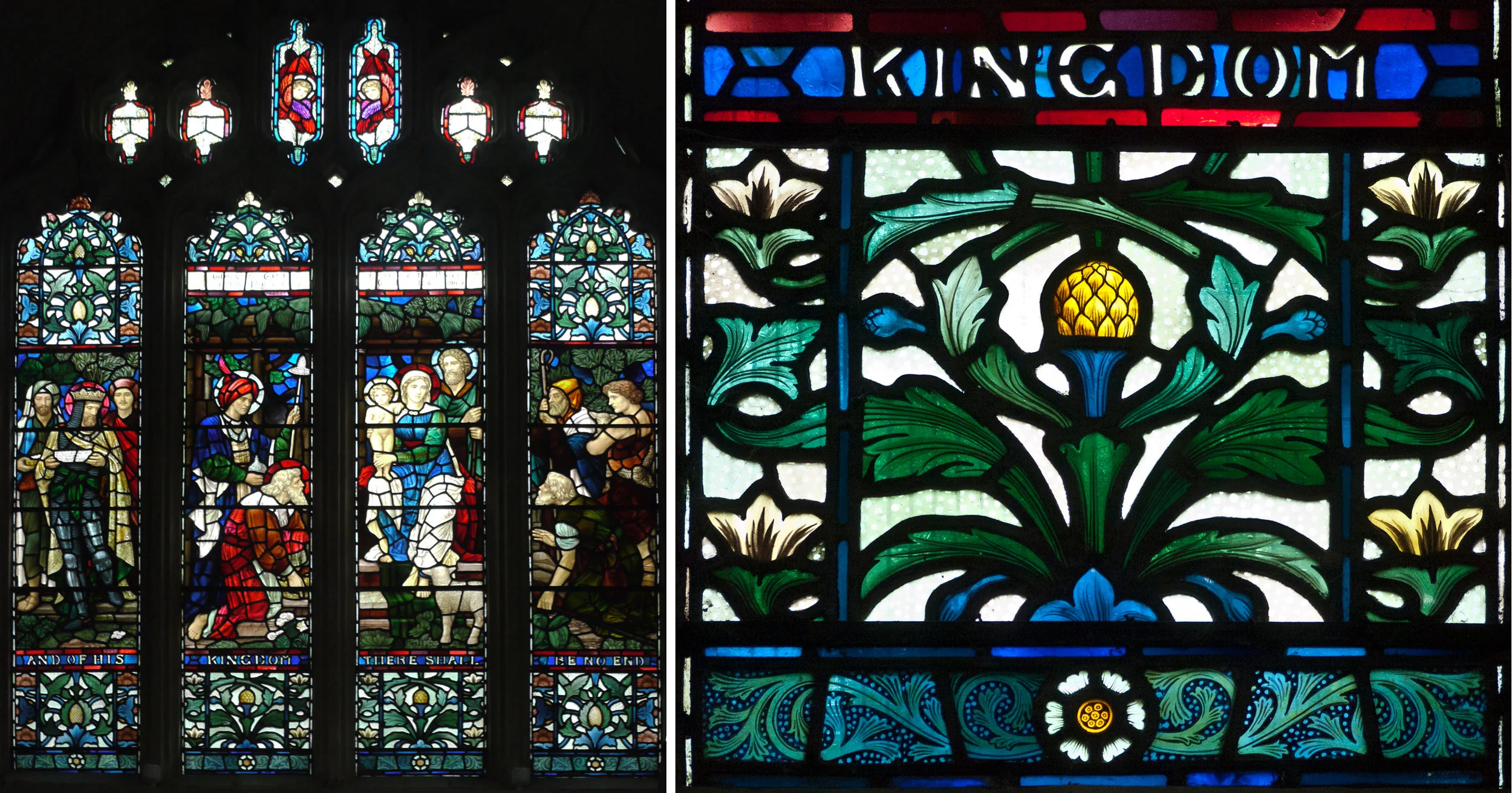 St Mary, Upavon. Nativity window by Henry Holiday 1917