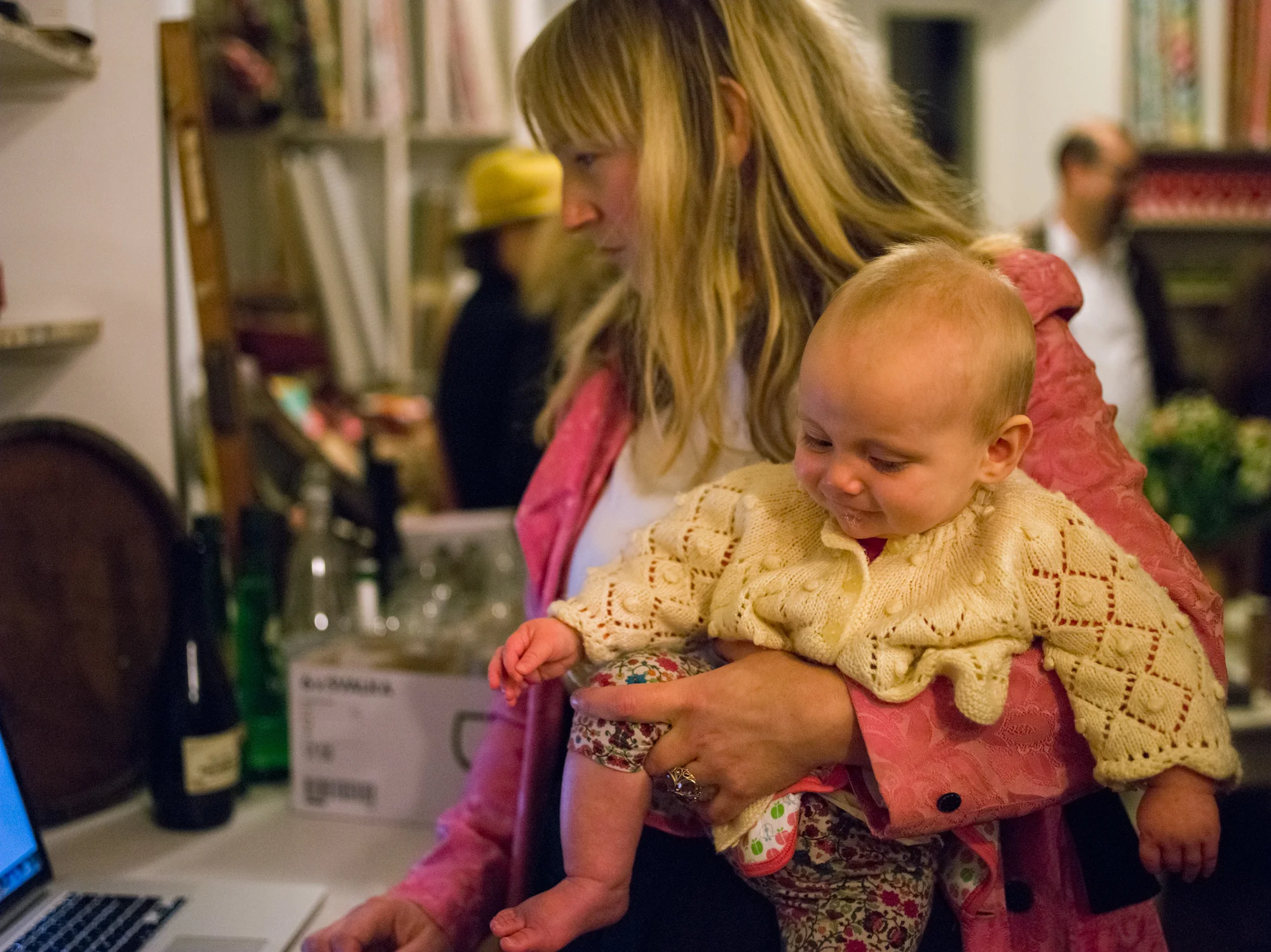 Gratuitous cute baby in handmade cardigan photo.