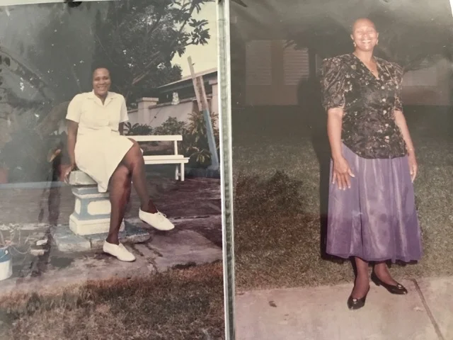 Aunt Ingrid in her Nurse uniform (left) and dressed up to par-tay (I've decided).