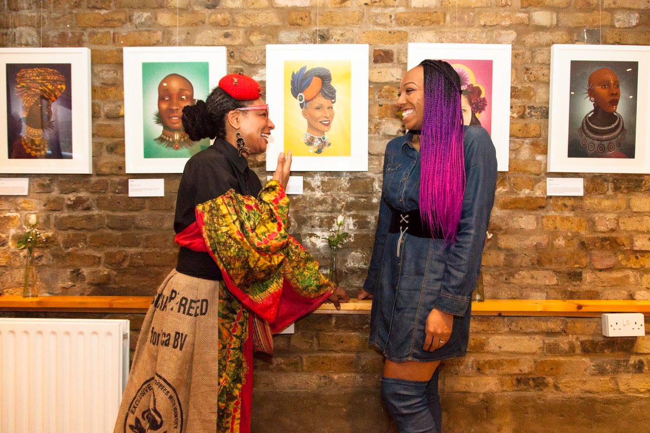Immortalised by Merissa Hylton. What an honour! Catching jokes at her inaugural Art exhibition ‘Cosmic Queens’ at Zenubian. March 2018
