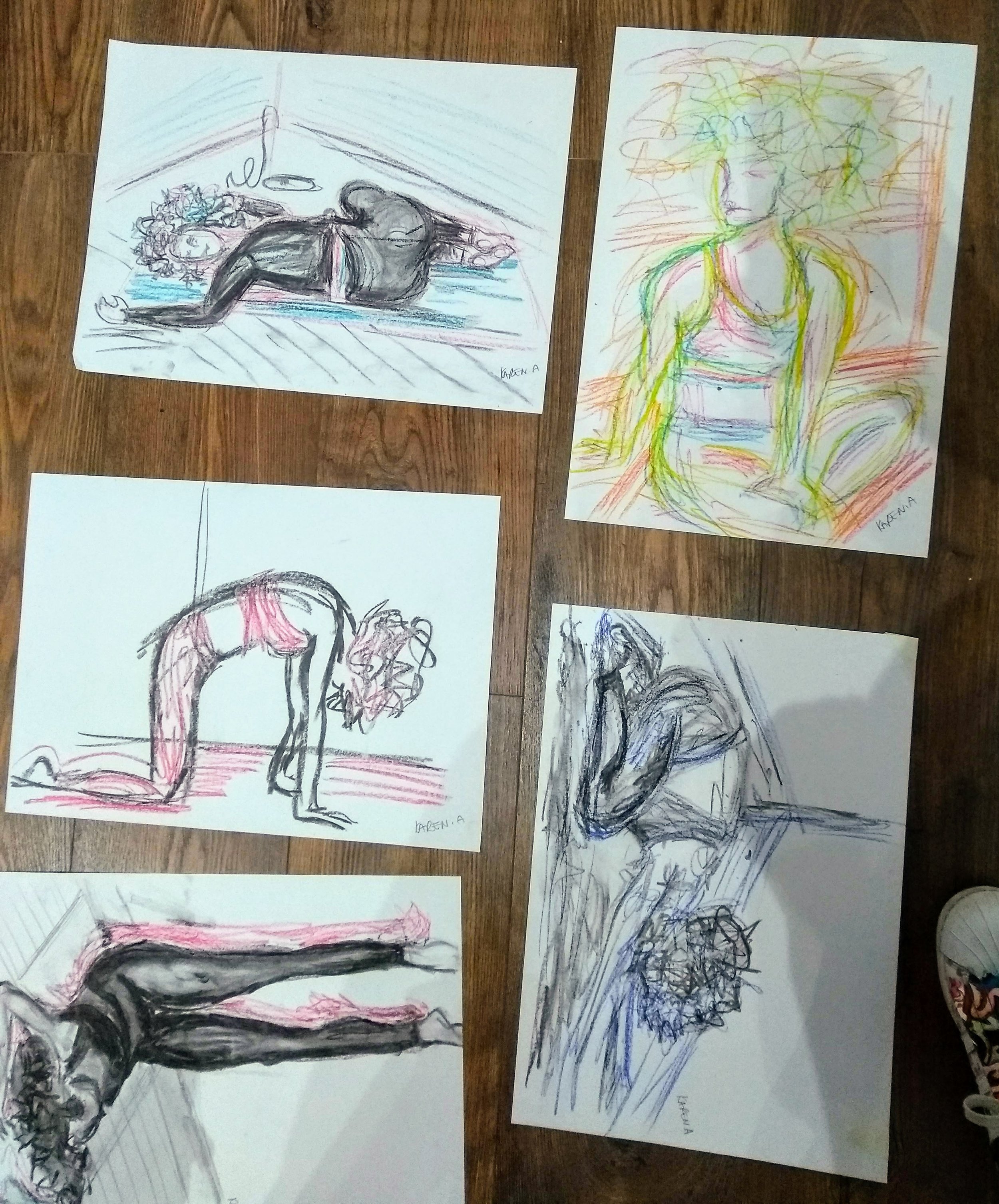 Having not participated in an art class since my teens I took part in a live yoga drawing session with Artist Kim Myers and bendy yoga icon Sanchia Legister. Highly recommend. More please! October 2018.
