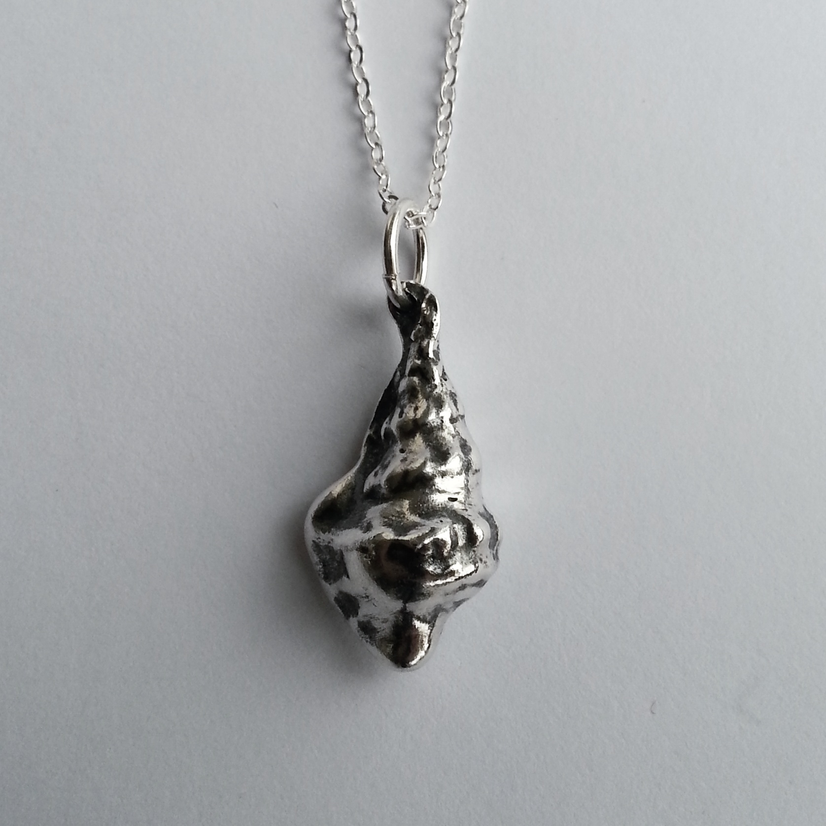 Unique Solid Sterling Silver Seashell Necklace, Handcrafted Original Pendant