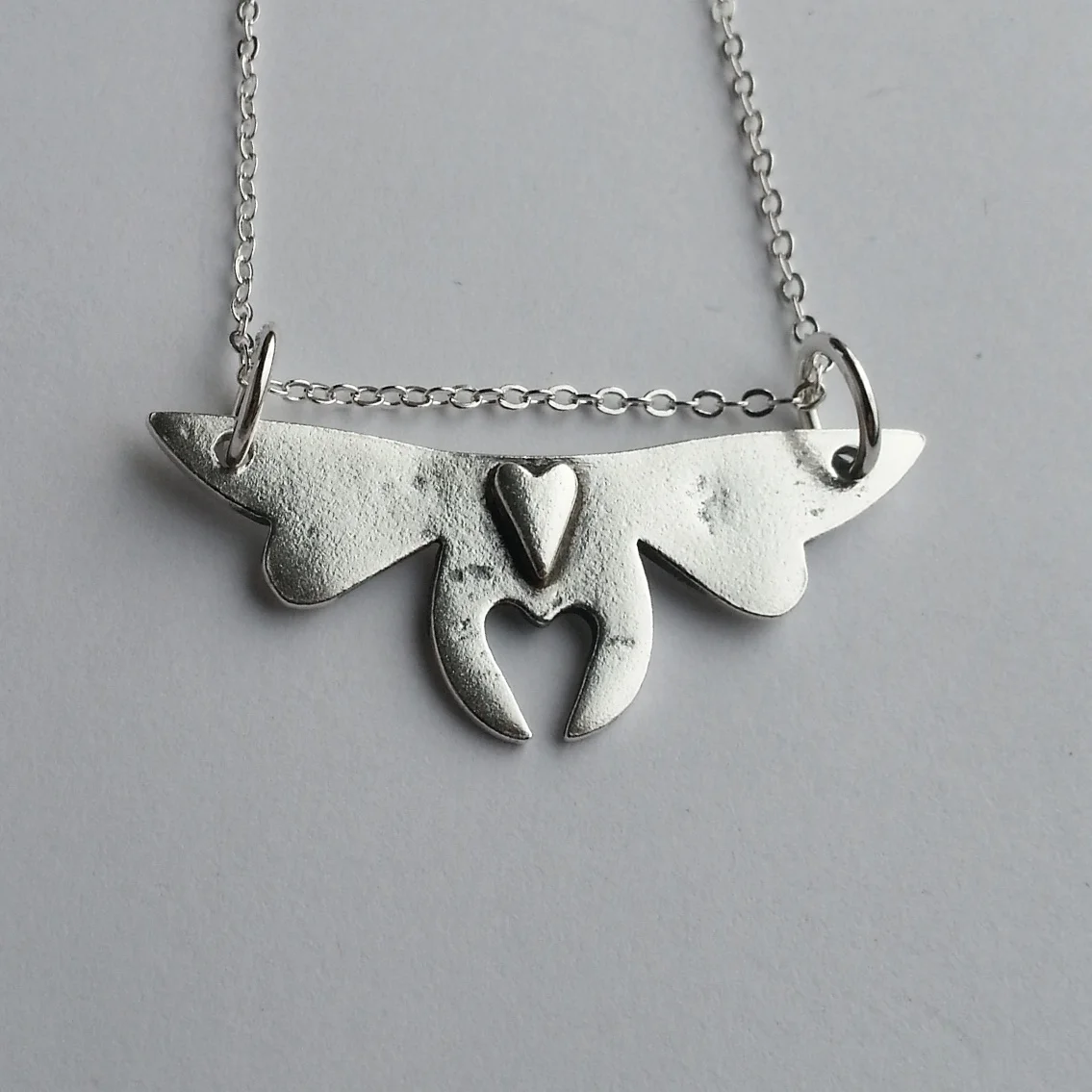 Unique Sterling Silver Love Bug Heart, Original Handcrafted Pendant
