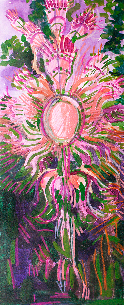  STUDY FOR PHOENIX RISING PINK AND GREEN   10 1/4" x 3 3/4"&nbsp; 