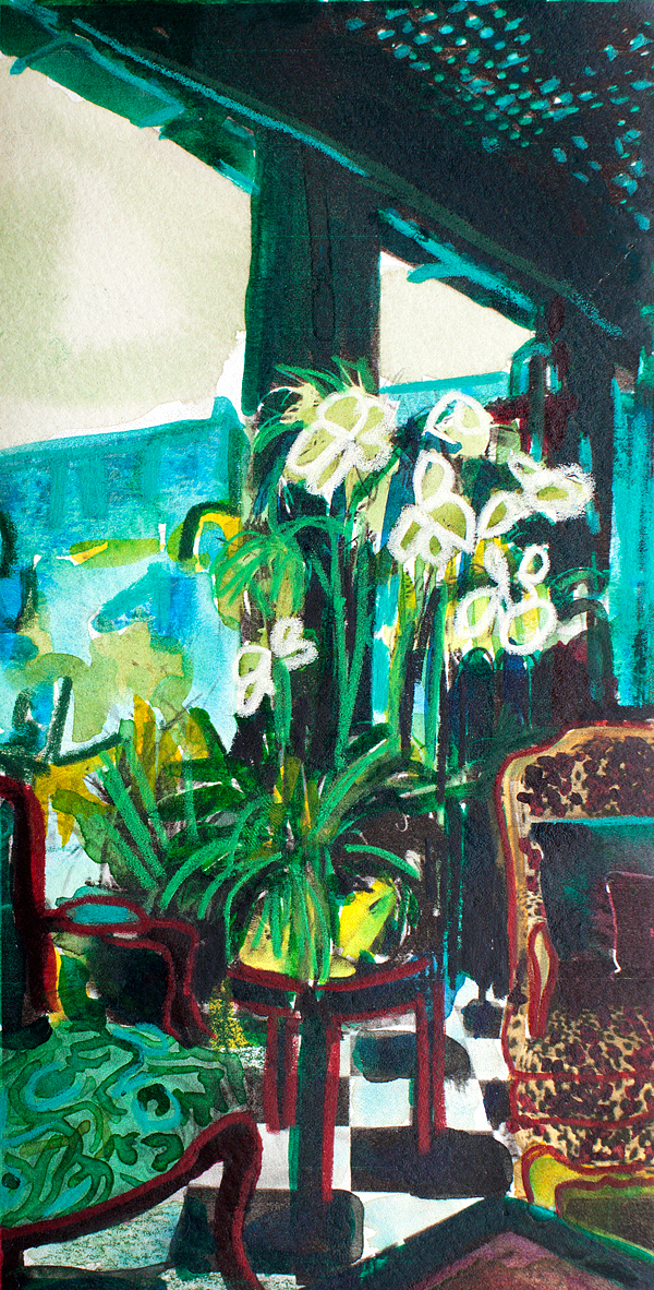   STUDY OF ORCHIDS AND MALACHITE&nbsp;   7 1/4" x 3 5/8"&nbsp; 