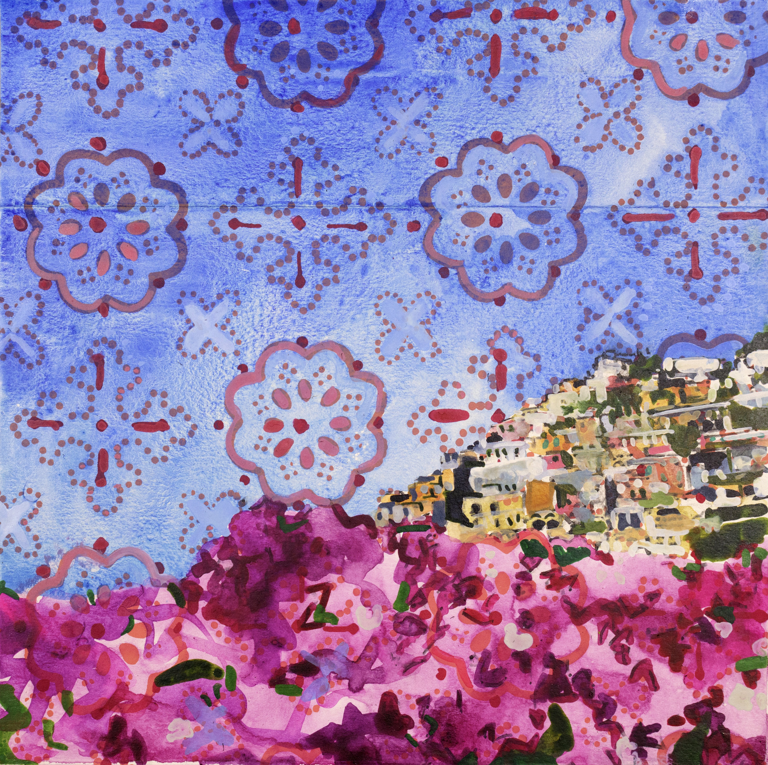   BLOOMS OVER POSITANO   8" x 8" 