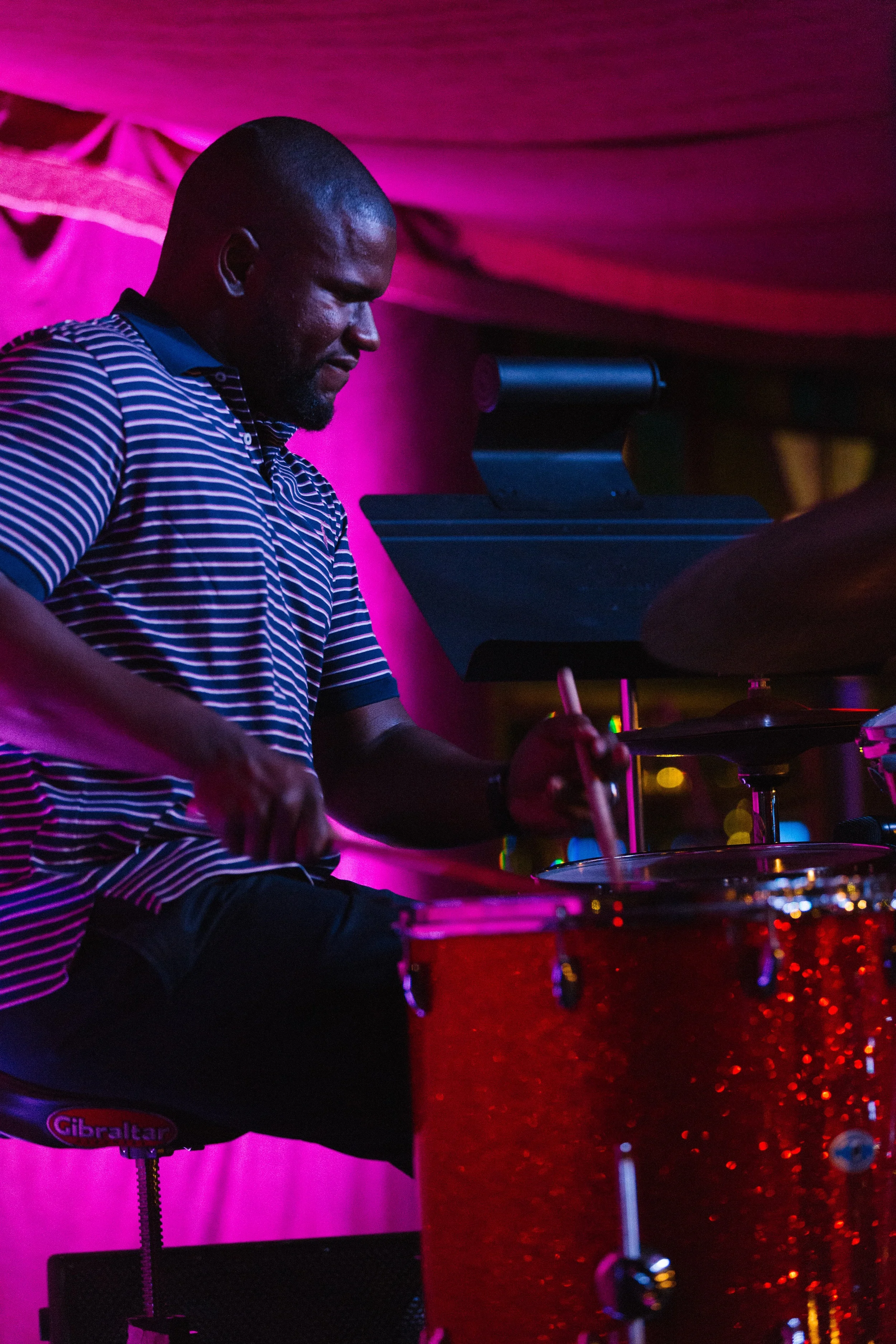 Drummer performs a solo at the Bard Spiegeltent.jpg