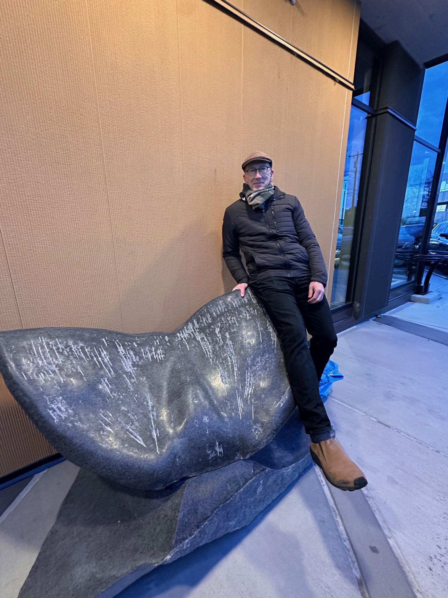 Sculptor Ken Barnes at the "unwhaling"