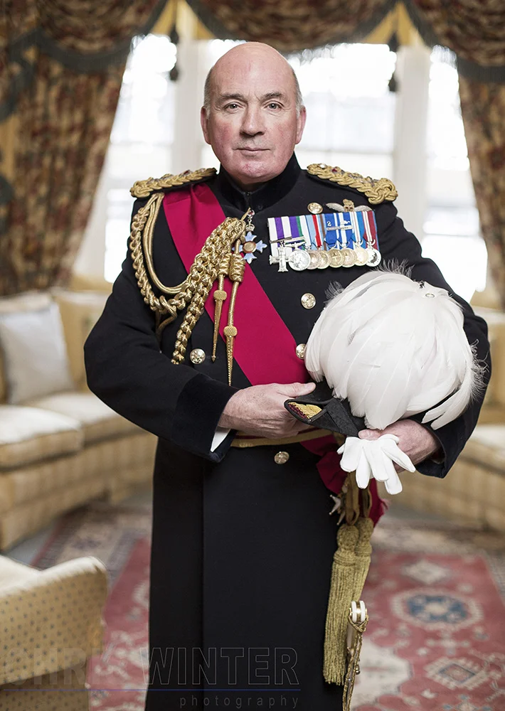 Portraits of Lord Richard Dannatt, Constable of the Tower of London, in the lounge of the Queen's House.
Photo credit : Chris Winter