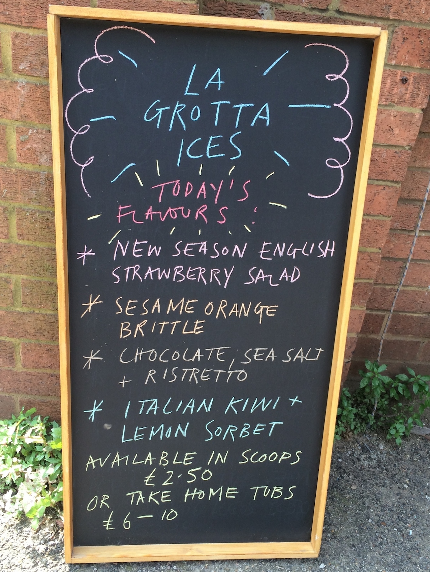 La Grotta Ices flavours