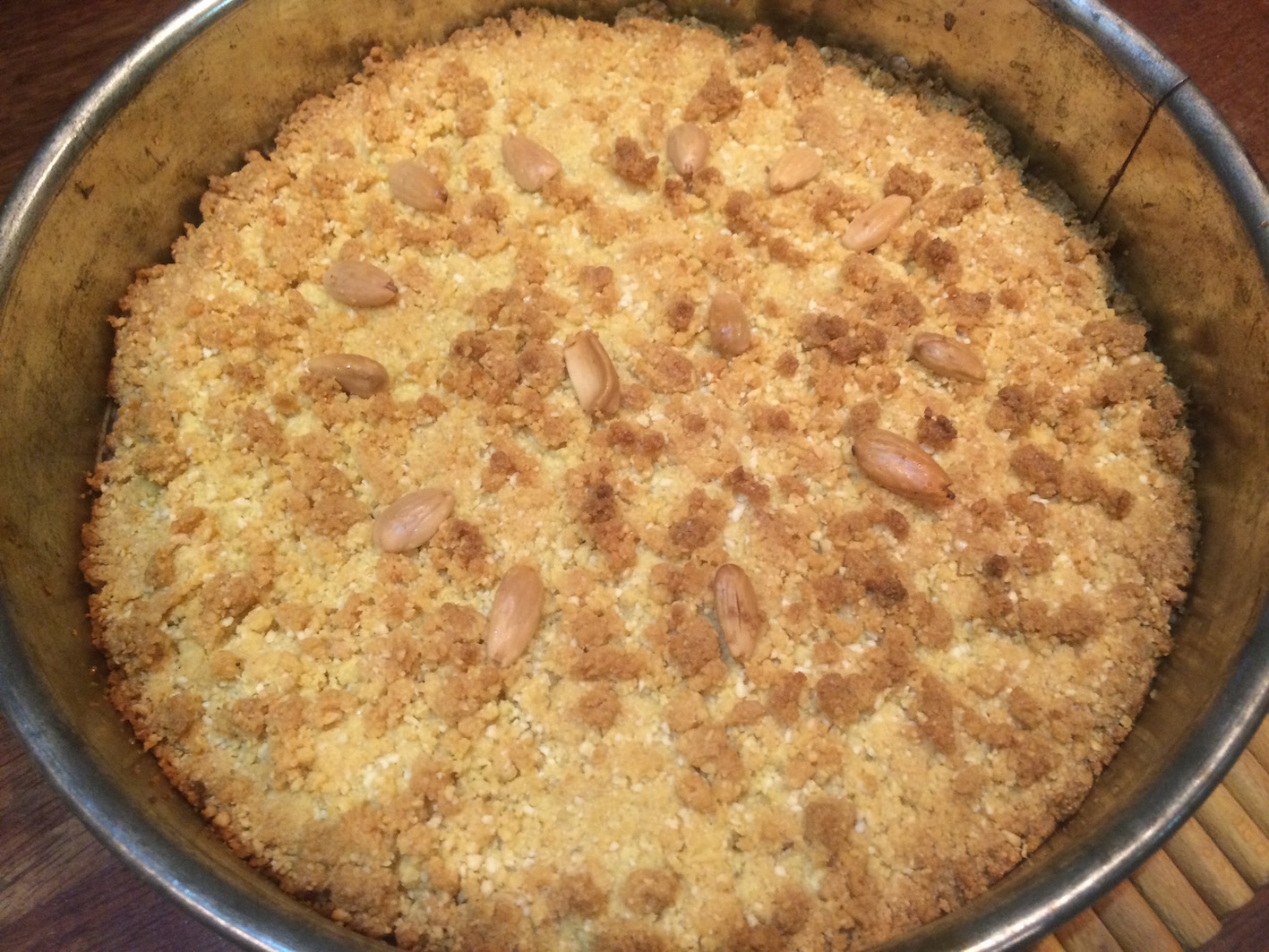 Crumble cake just out of the oven