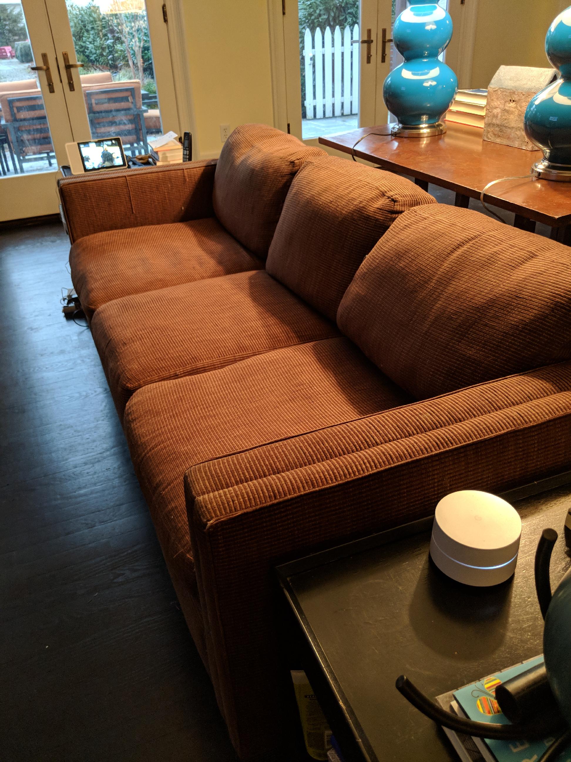 FARC delivered this donated couch and other furniture to the McClain family after their fire in January 2018.