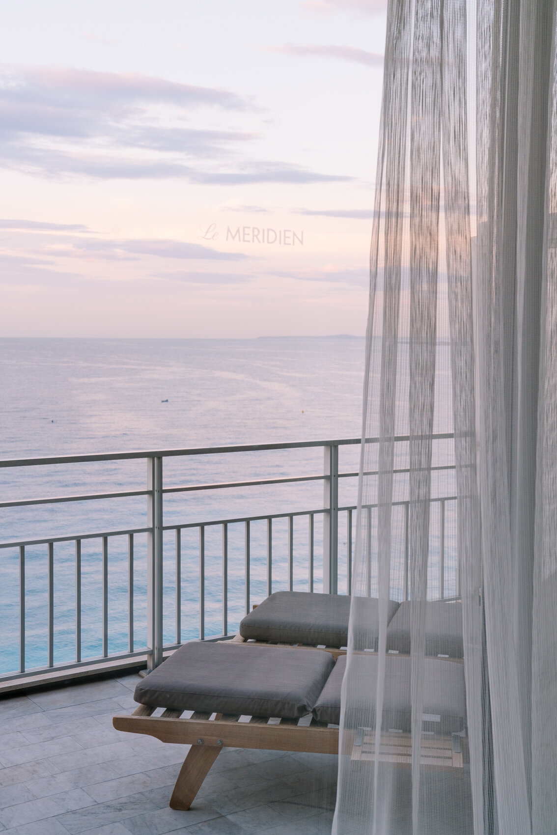  Top Floor room terrasse of an executive room with sea view at Le Méridien Hotel in Nice. 