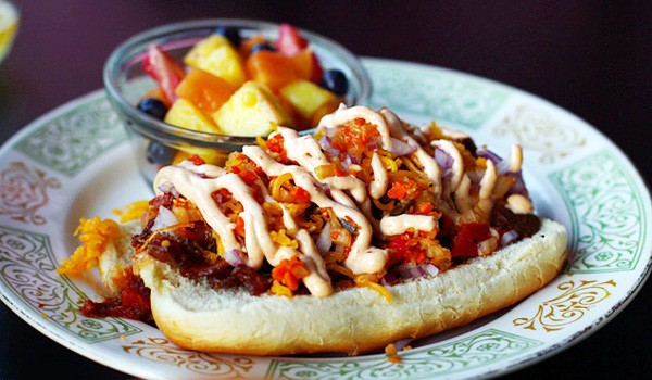 Our amazing "Big Tex Hot Dog." Everything is bigger - and tastier - in Texas!