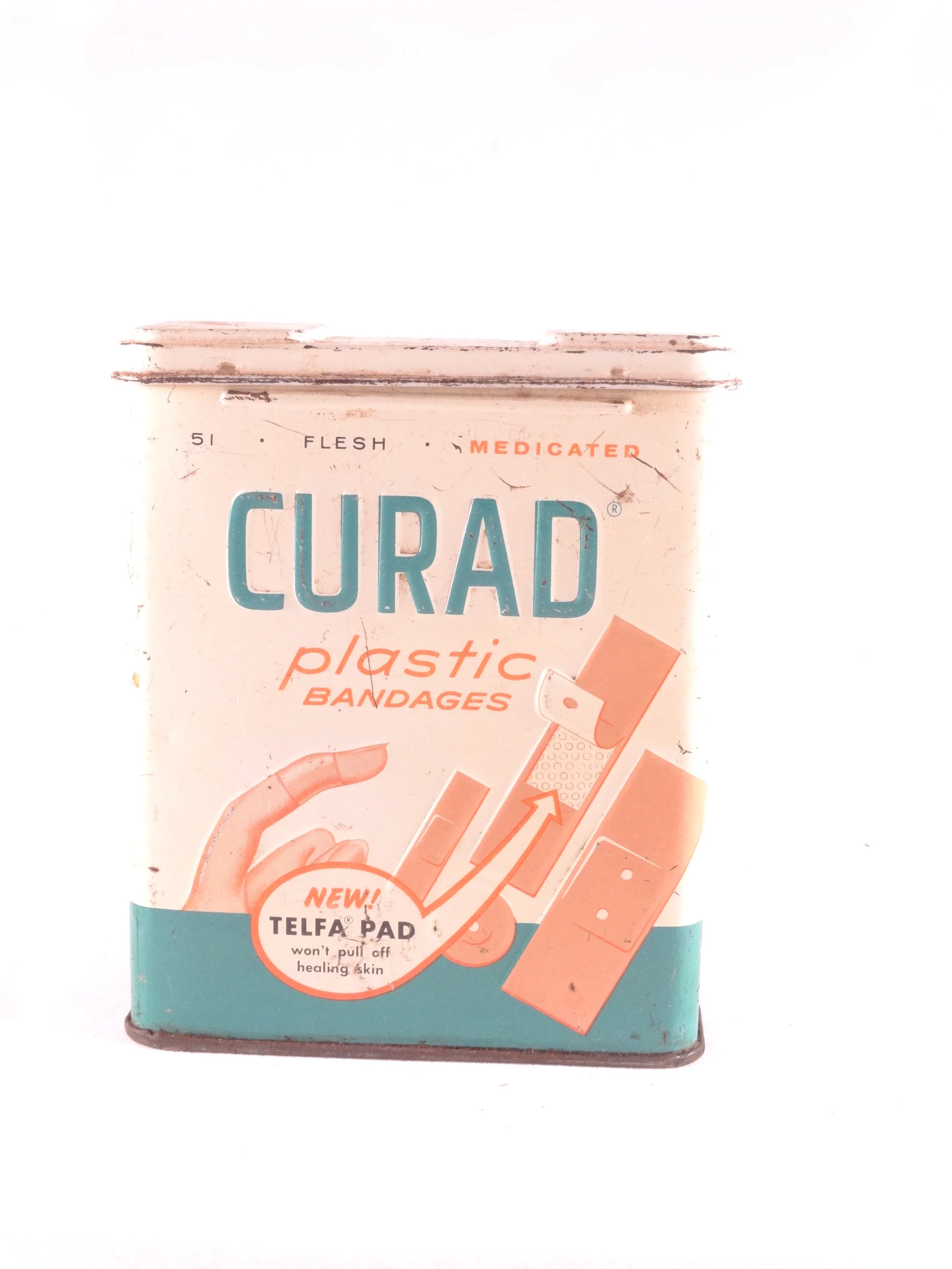 curad plastic bandage tin