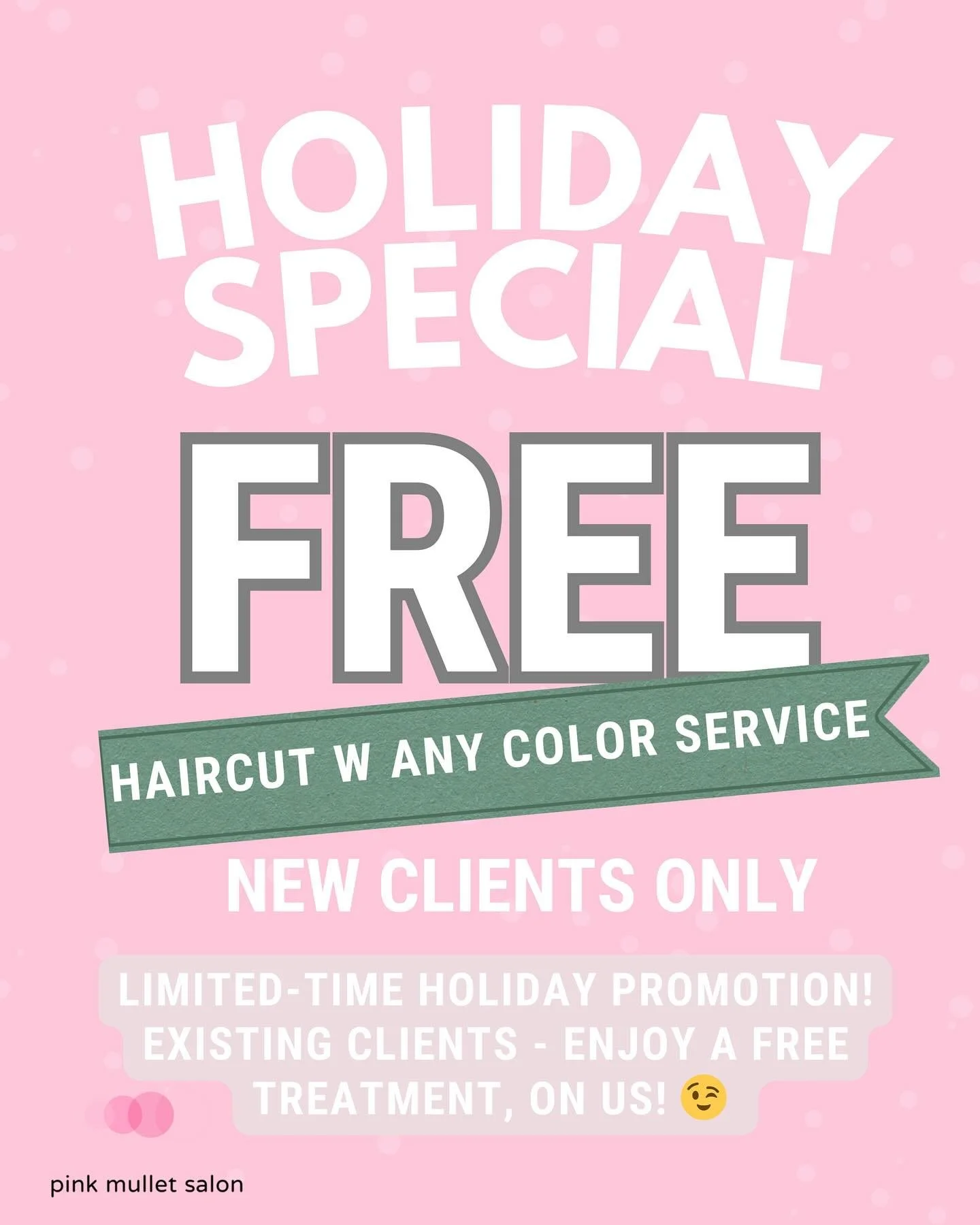 New Client Holiday Promotion is starting NOW! 😍🎄
#franklin #franklintnsalon #pinkmulletsalon