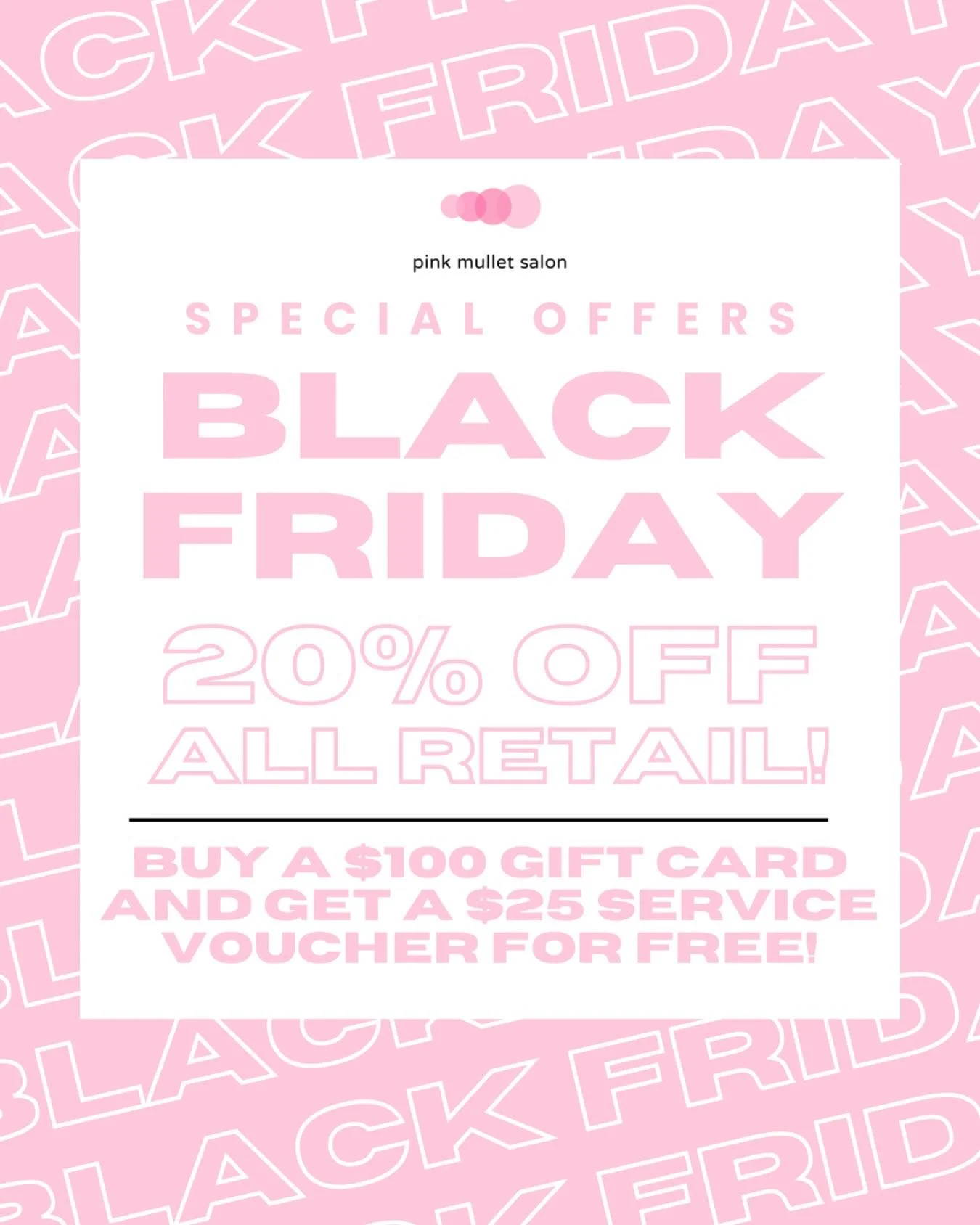 Get the savings of the season on all of your favorite retail! Or stack up on savings for your favorite service! This sale lasts today and Saturday ONLY! #franklintn #salon #blackfridaydeals