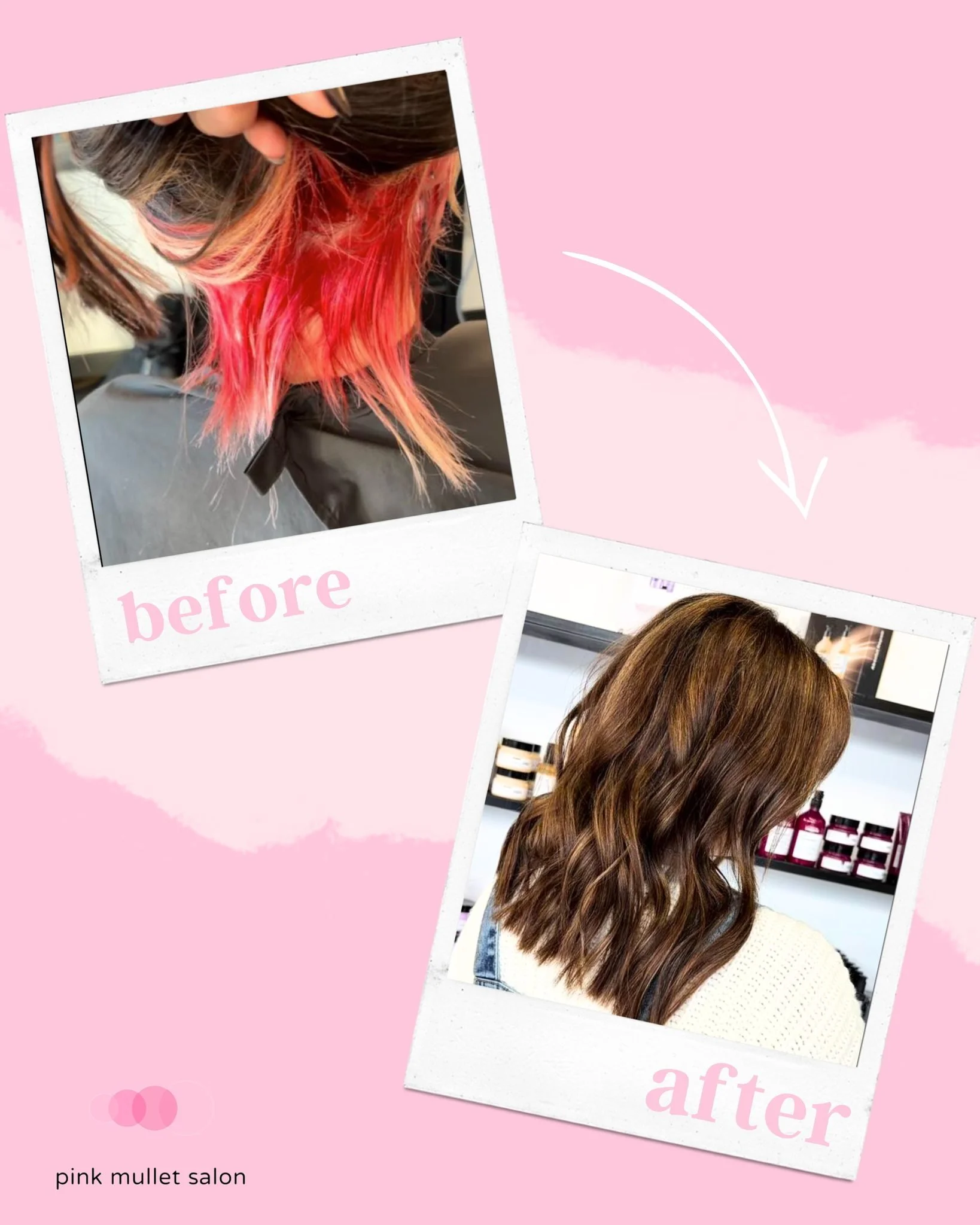 If there is one thing we love at #PinkMulletSalon it's a complete color transformation! 🤩 #BeforeandAfter #hairpics #hairinspo