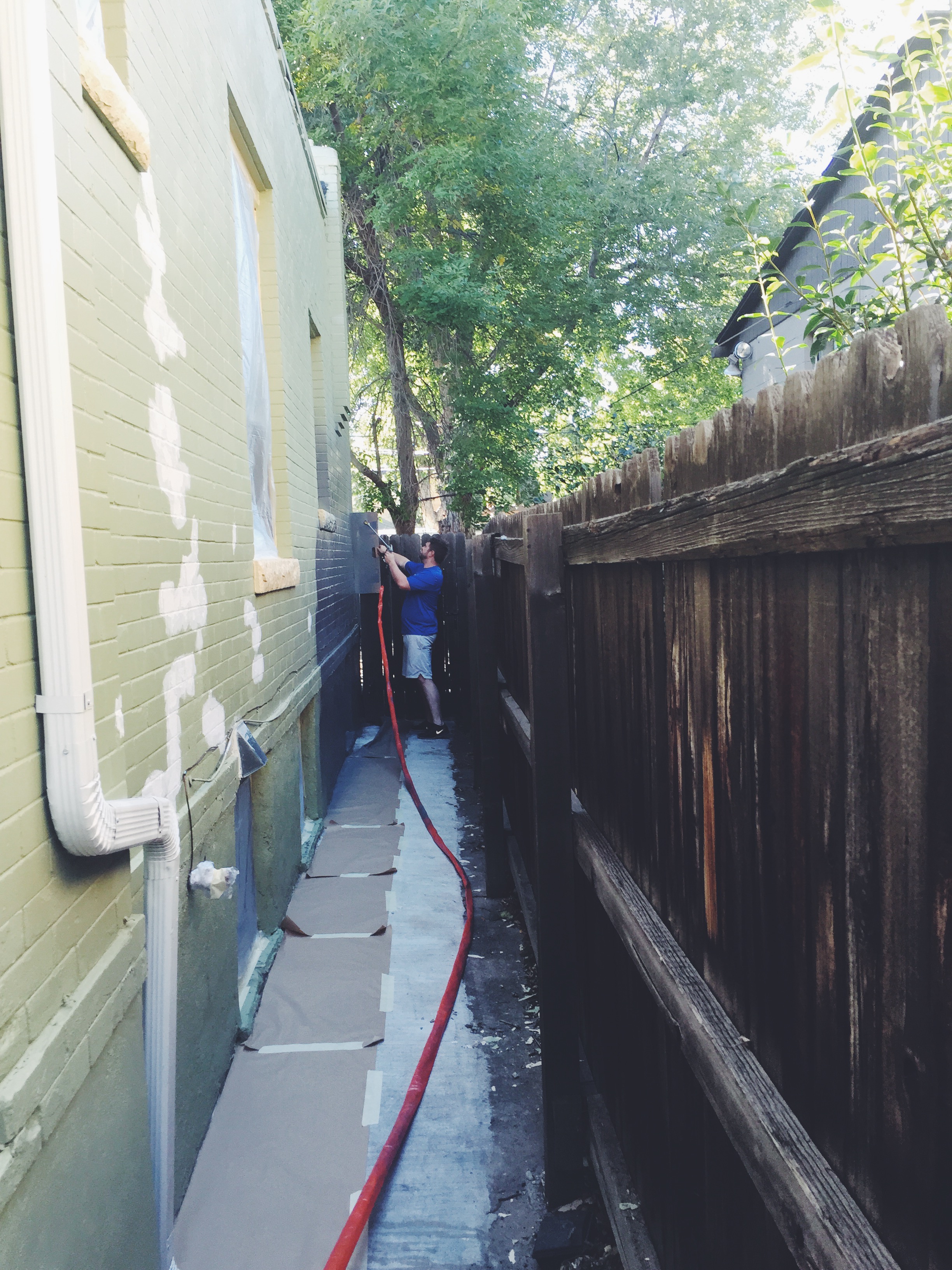 Ben painting the side of the house!
