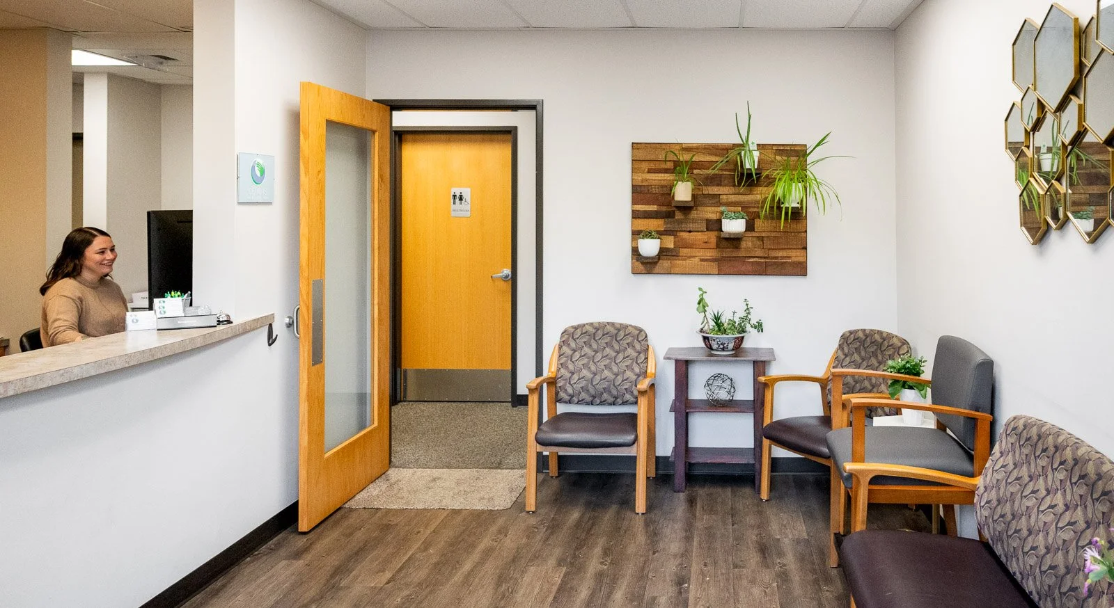 Welcoming reception and waiting area inside an Olympia counseling office