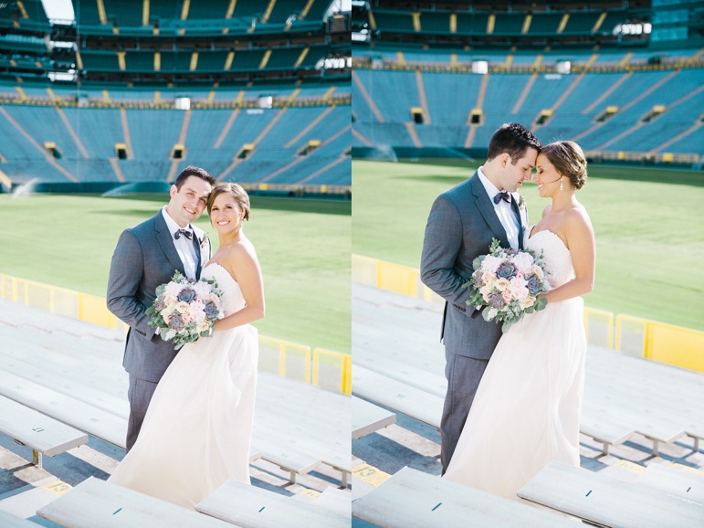 Karen Ann Photography Milwaukee WI Wedding Photographers Door County and Kohler Wedding Reception at Lambeau Field Green Bay Packers Stadium Legends Club Room 