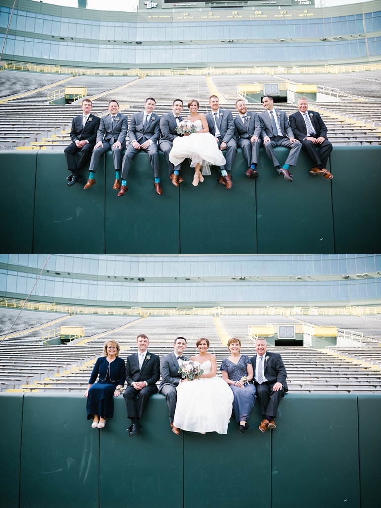 Karen Ann Photography Milwaukee WI Wedding Photographers Door County and Kohler Wedding Reception at Lambeau Field Green Bay Packers Stadium Legends Club Room 