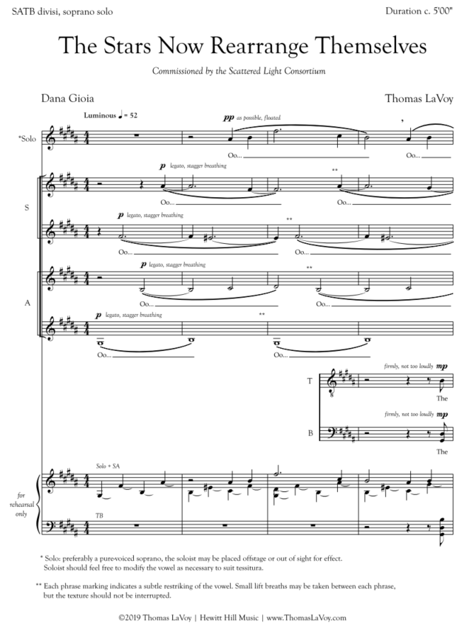The first page of the score, displaying the cutaway staves for tenors and basses.