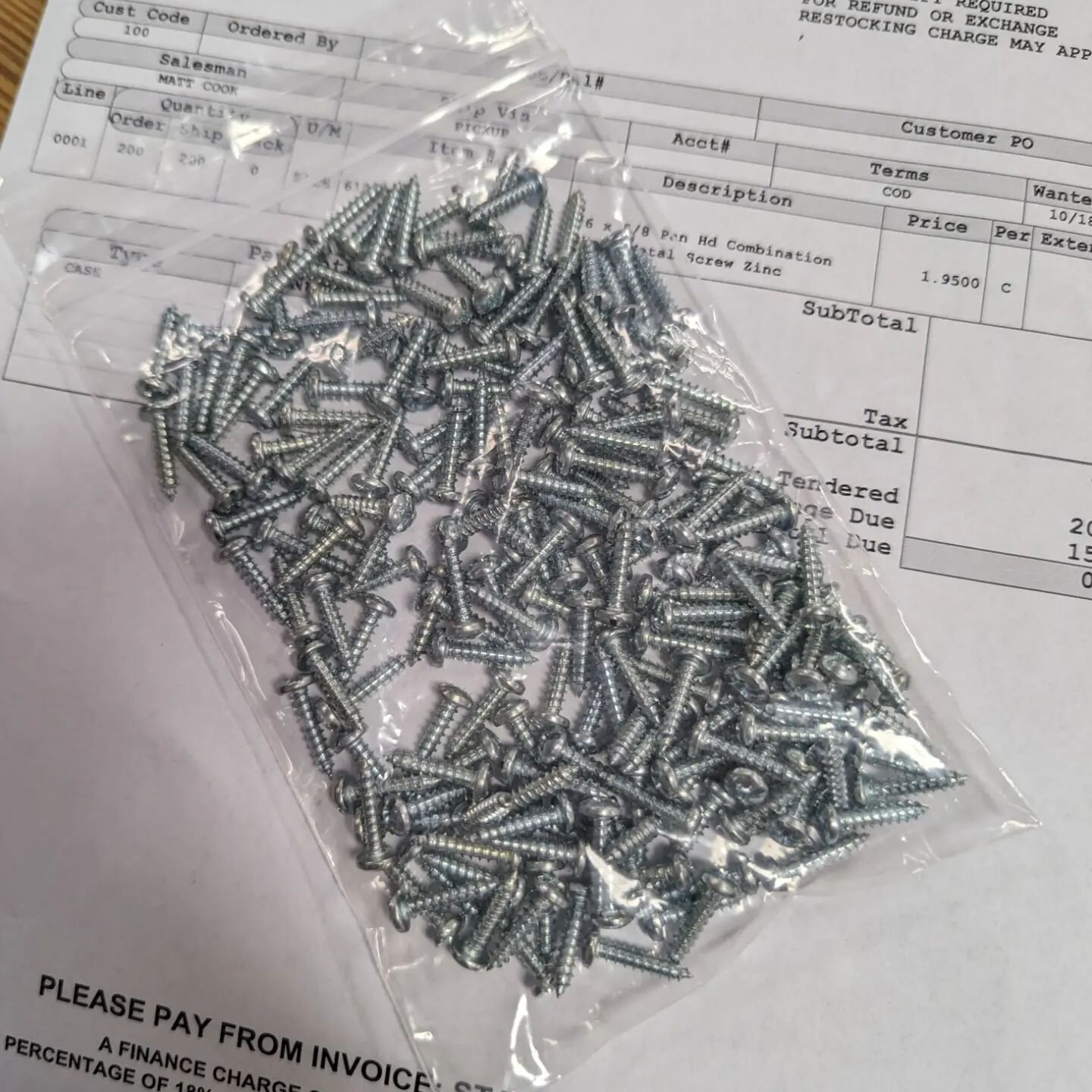 I've bragged on these guys before, here's one more.

I needed 200 #6 x 5/8&quot; panhead screws. Dropped by Valley Fasteners on Campbell Ave to see if they had them. Yep, and the grand total was $4.11.

Try them first before you head to the big box s