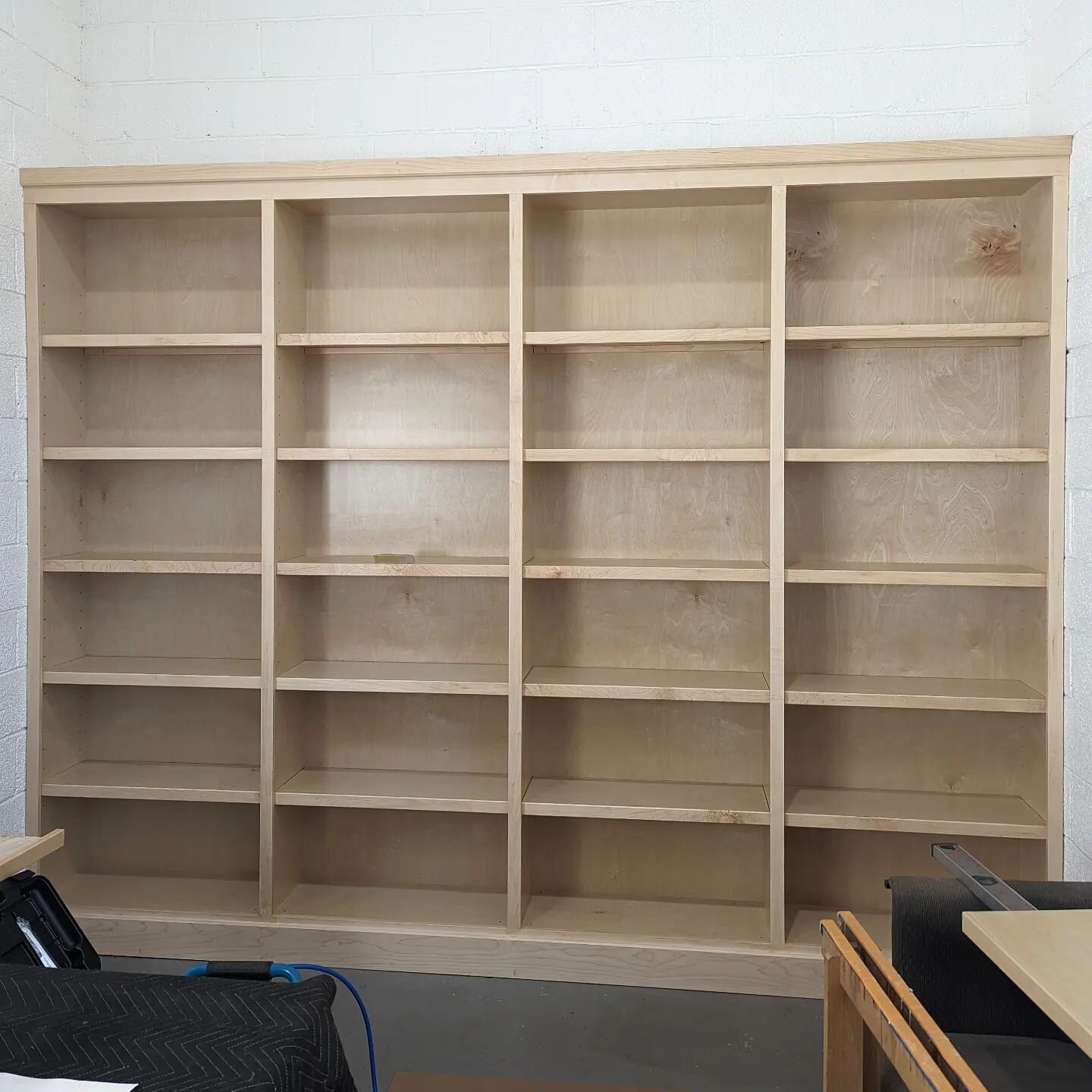 After talking about it for years, I finally set aside some time to build the bookshelves in the shop. Now comes the hard part - sorting, organizing, and shelving the hundreds and hundreds of books and magazines I have. The world largest woodworking l