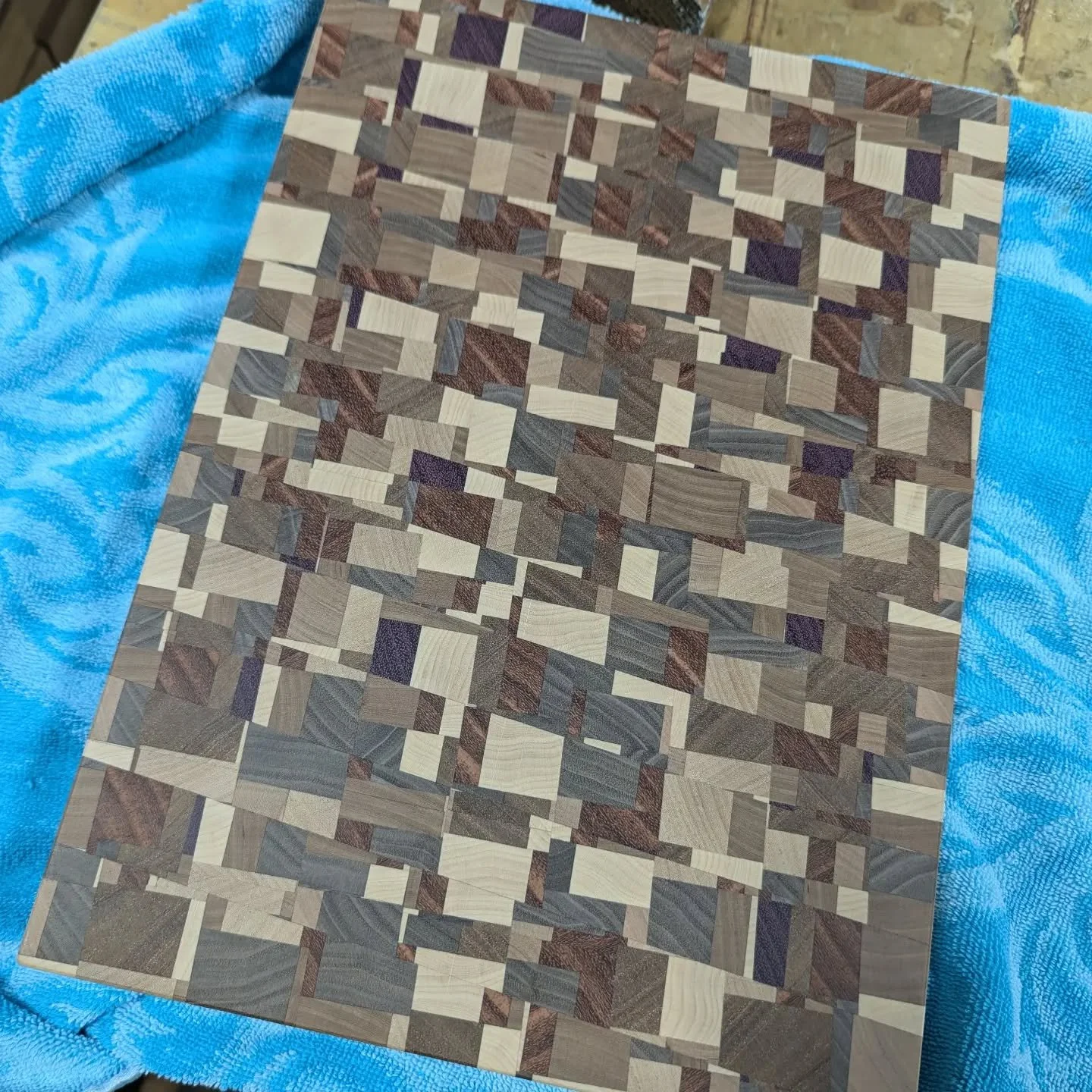 Check out this amazing cutting board made by Sam Maddox. Can't wait to see what it looks like after he applies some oil.