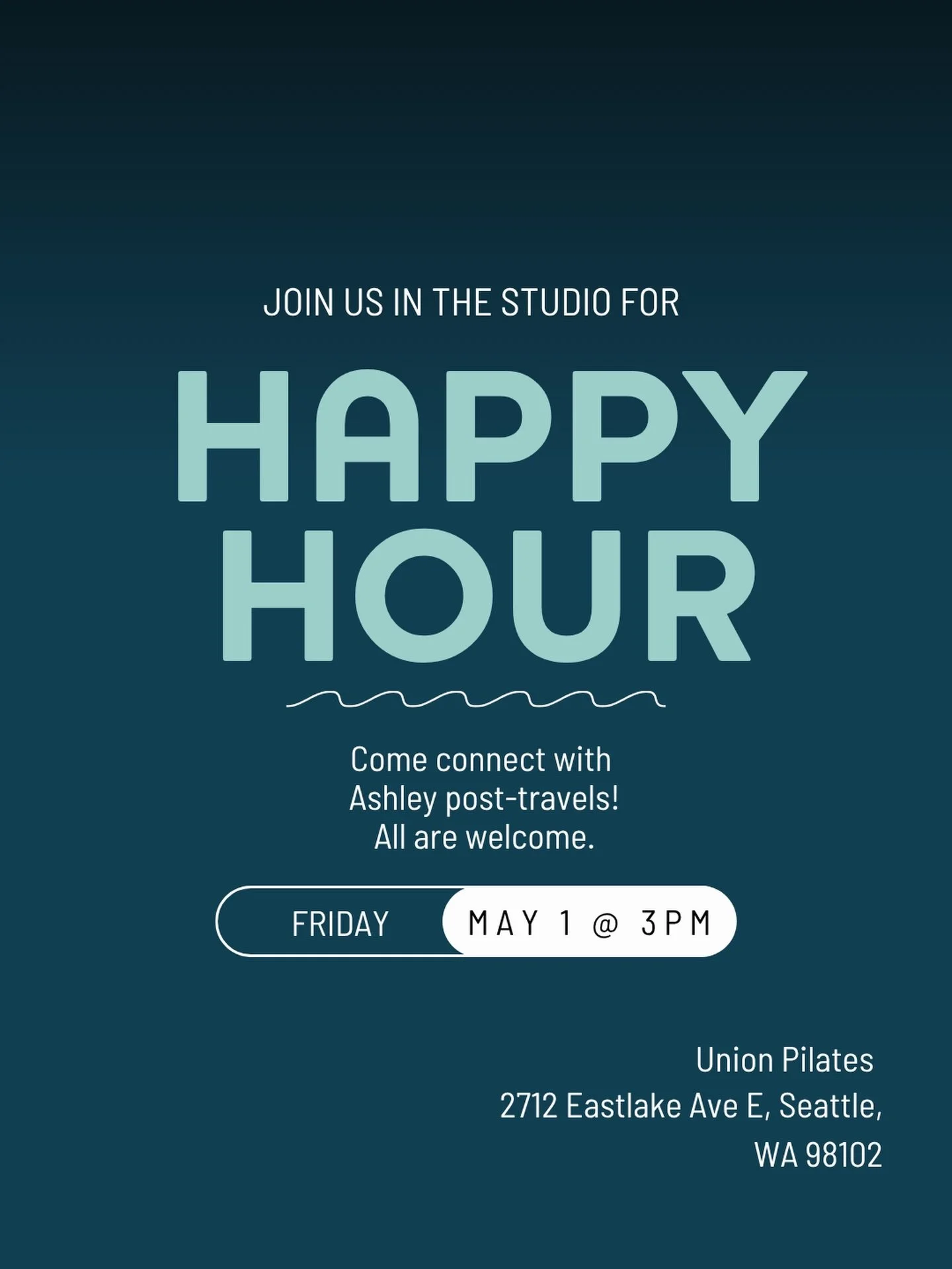 Join us Friday May 1st, 3:30PM for a studio happy hour 🍻!

Ashley will present a small photo &lsquo;show &amp; tell&rsquo; on her travels around the world the past 9 months. Come connect &amp; celebrate spring- all are welcome. 

See you there 💙