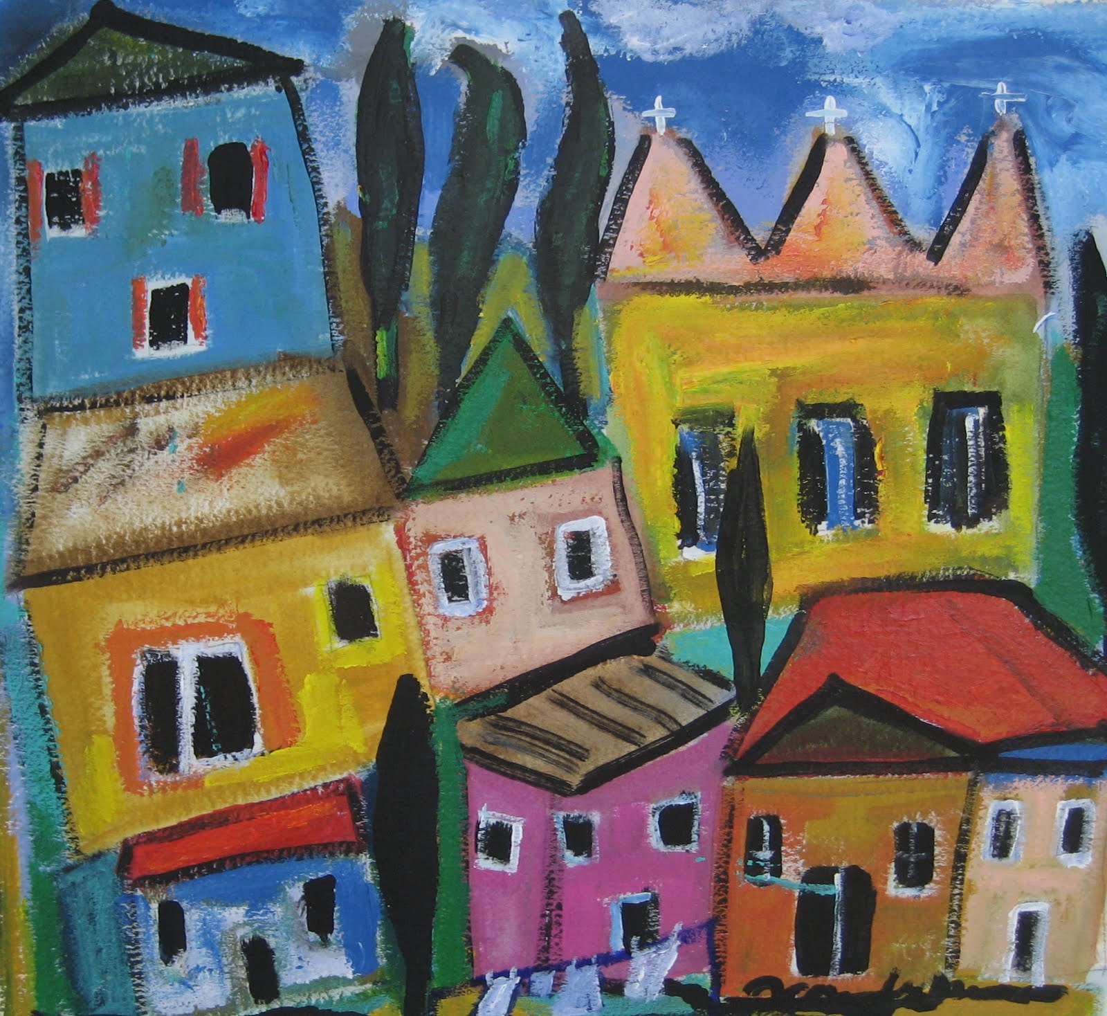 Village with Cedars