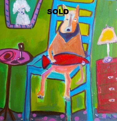 Yellow dog with Fish