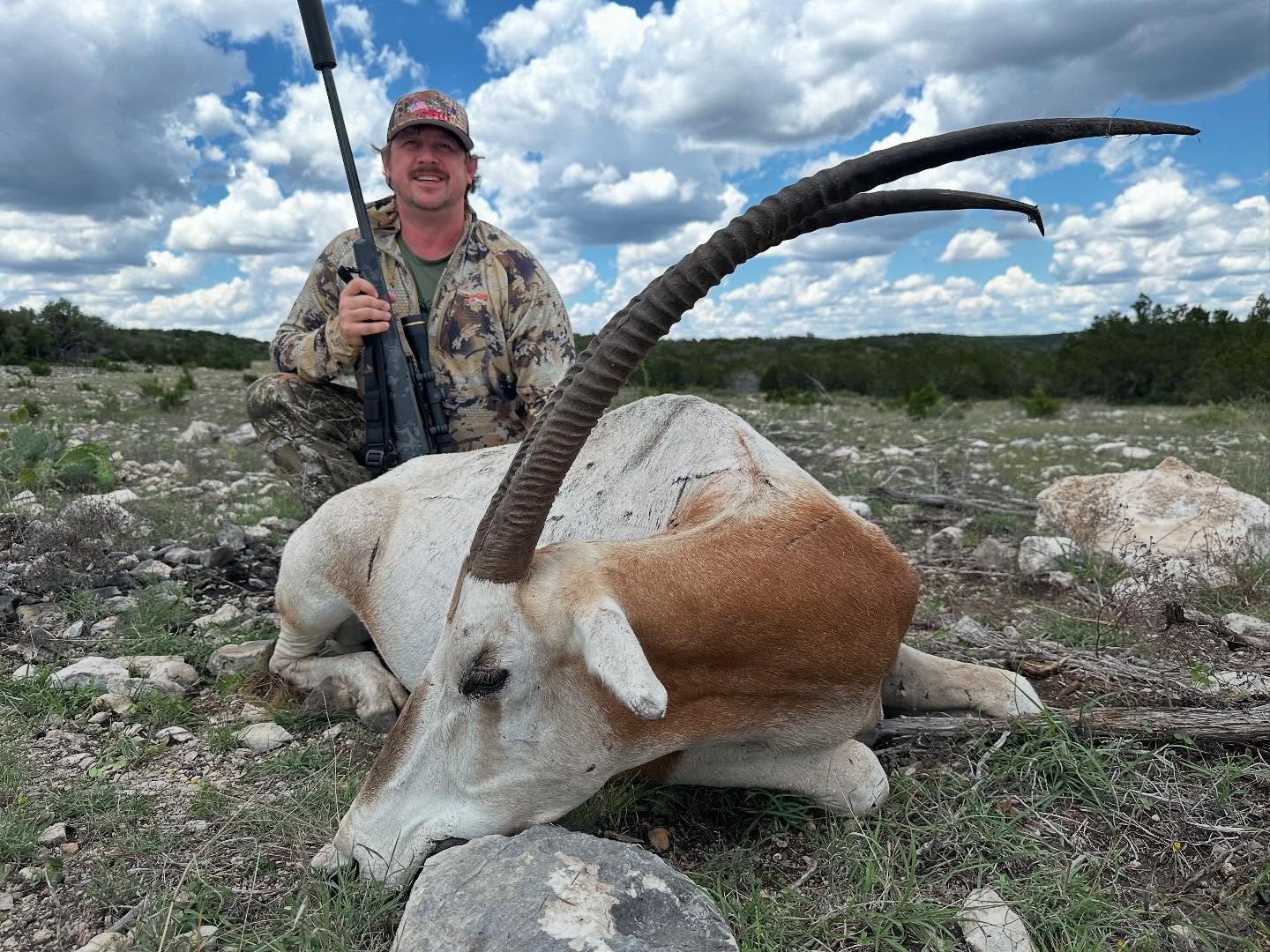 A couple of amazing Scimitar-horned Oryx hunts at Rancho Bellas Rocas! Scimitar are not only a prime exampling of how hunting and conservation tie together but also make for great table fare and an amazing mount on your wall! Give us a shout and book