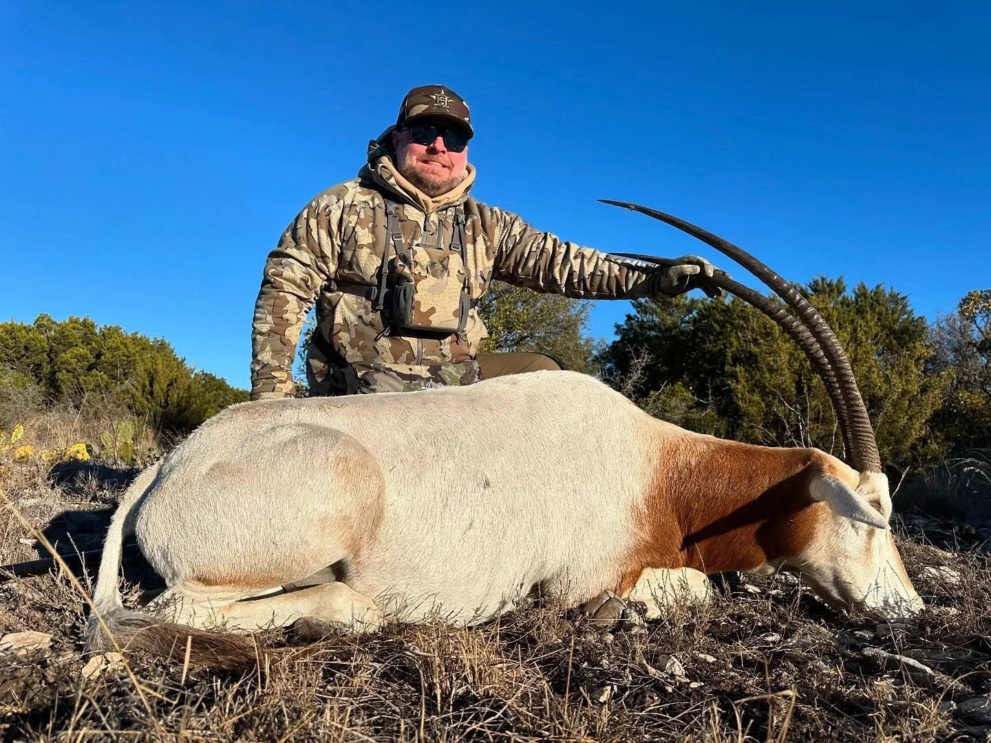 What a great hunt with great people! Two Scimitar-horned Oryx and a velvet Axis buck is hard to beat, give us a shout to book your next hunting adventure today!And make sure you follow us on Instagram and Facebook to stay up to date with the ranch. S