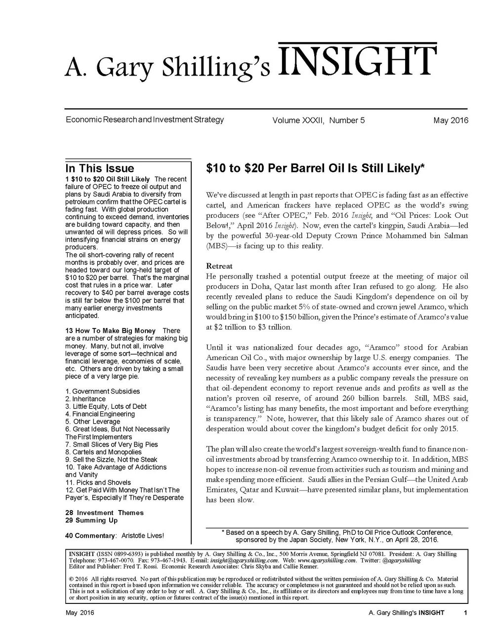 Insight A Gary Shilling Co Inc