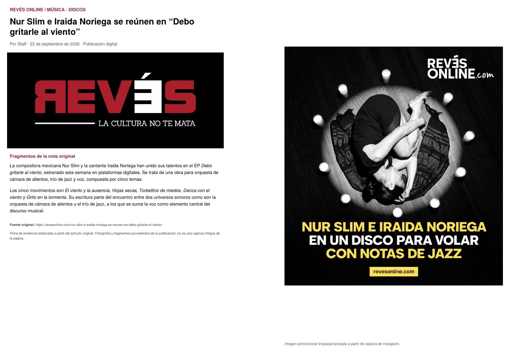 Revés Online · Nur Slim e Iraida Noriega · September 2026