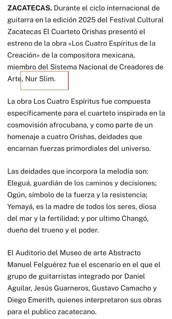 Festival Cultural Zacatecas · Los Cuatro Espíritus de la Creación · April 2025