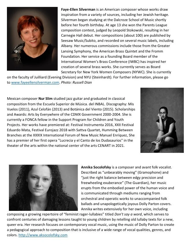 Composer biographies · Amity Trio program
