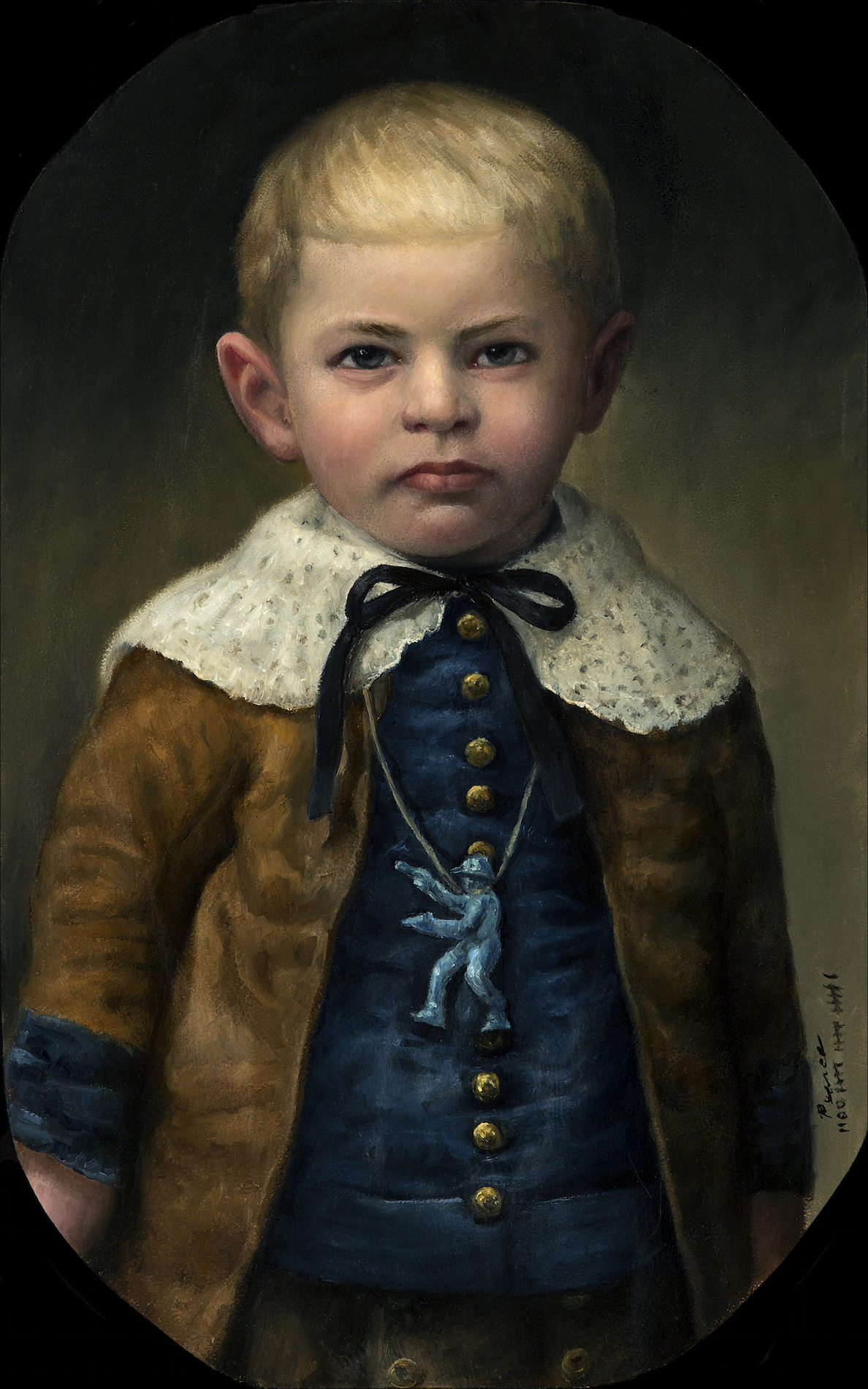 "Boyblue" 10 x 16 inches 2016 Oil Sold Inspired by Eugene Field’s poem, Little Boy Blue (1850-1895) “The little toy dog is covered with dust, But sturdy and stanch he stands; And the little toy soldier is red with rust, And his musket moulds in his hands. Time was when the little toy dog was new, And the soldier was passing fair; And that was the time when our Little Boy Blue Kissed them and put them there. "Now, don't you go till I come," he said, "And don't you make any noise!" So, toddling off to his trundle-bed, He dreamt of the pretty toys; And, as he was dreaming, an angel song Awakened our Little Boy Blue--- Oh! the years are many, the years are long, But the little toy friends are true! Ay, faithful to Little Boy Blue they stand, Each in the same old place--- Awaiting the touch of a little hand, The smile of a little face; And they wonder, as waiting the long years through In the dust of that little chair, What has become of our Little Boy Blue, Since he kissed them and put them there.”